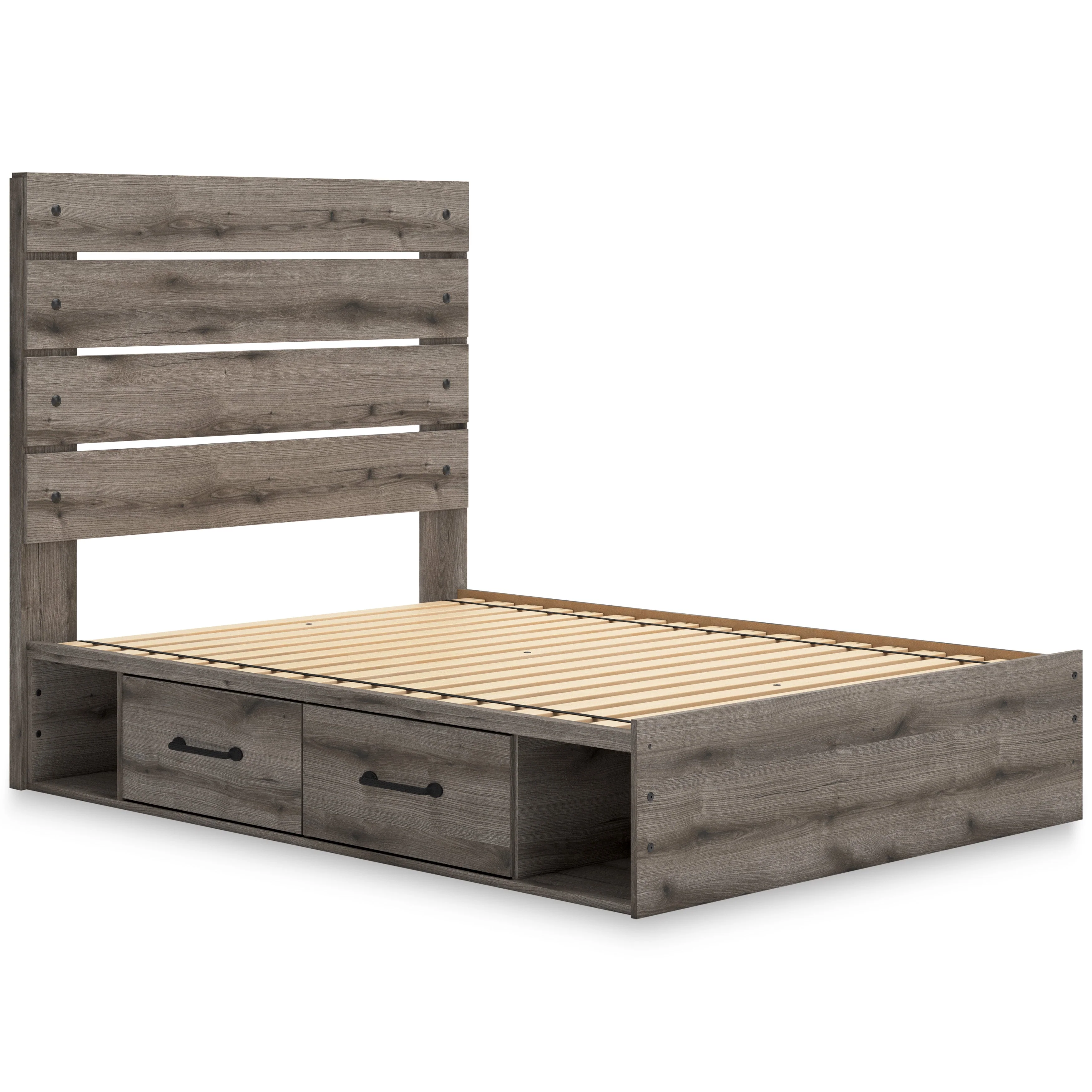 Graystorm Brown Gray Storage Panel Bedroom Set with 4 Side Drawers - Image 6