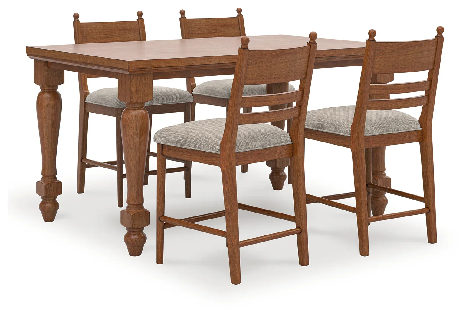 Greddinton Brown Counter Height Dining Table and 4 Barstools