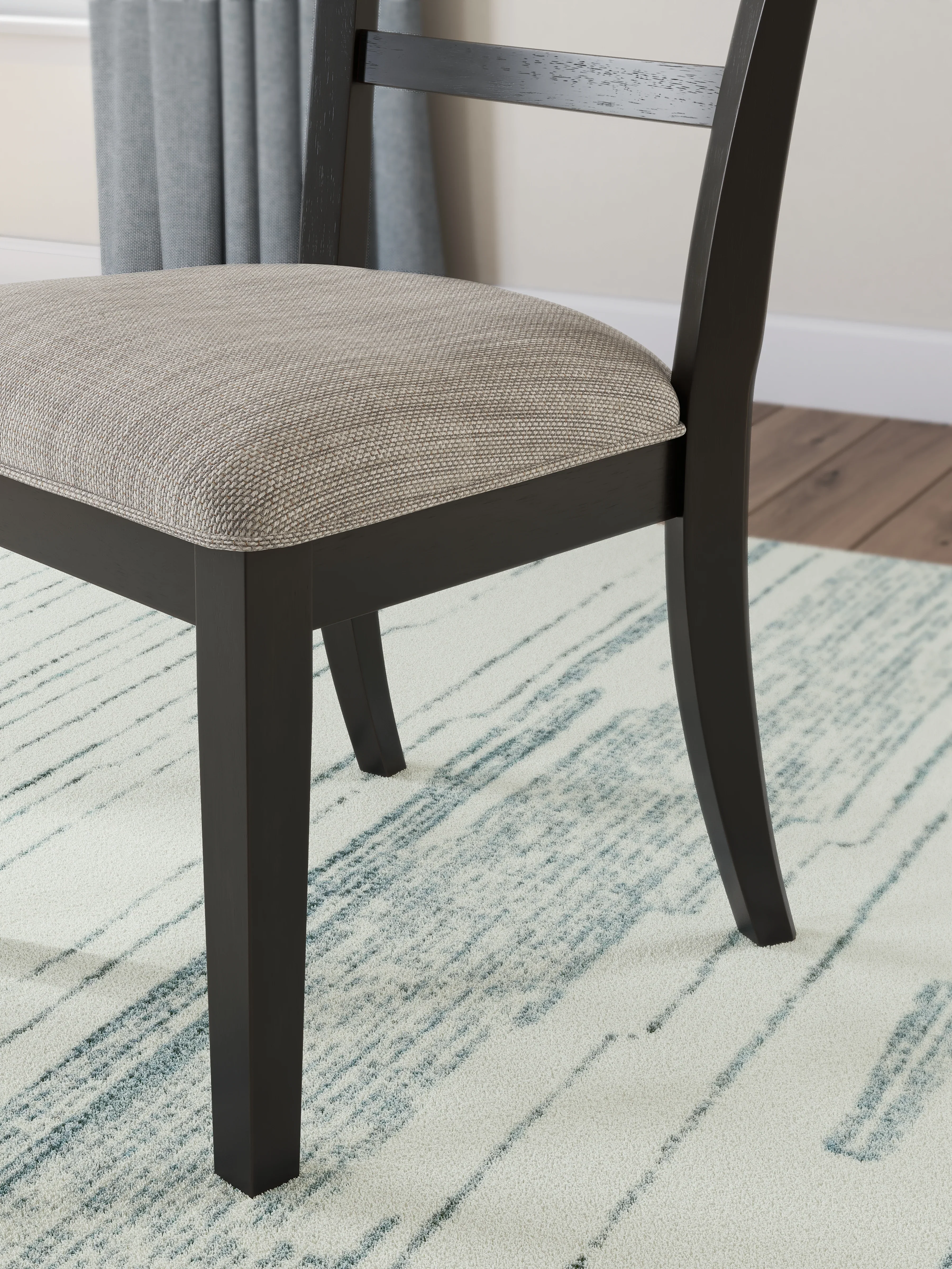 Greddinton White Dining Table with 6 Black Chairs - Image 3