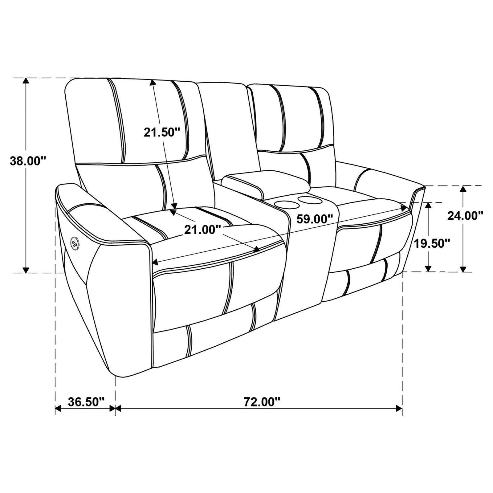 Greenfield Ivory Upholstered Power Reclining Loveseat with Console - Image 11
