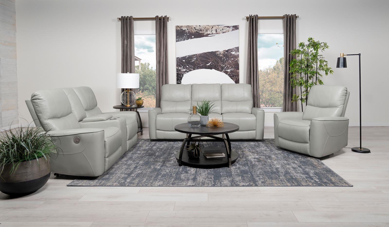 Greenfield Ivory Upholstered Power Reclining Loveseat with Console - Image 12