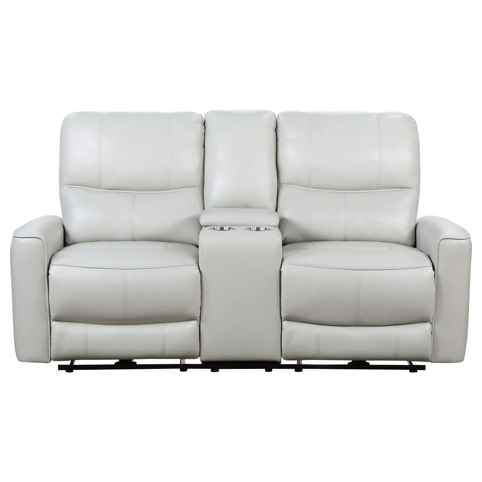 Greenfield Ivory Upholstered Power Reclining Loveseat with Console - Image 3