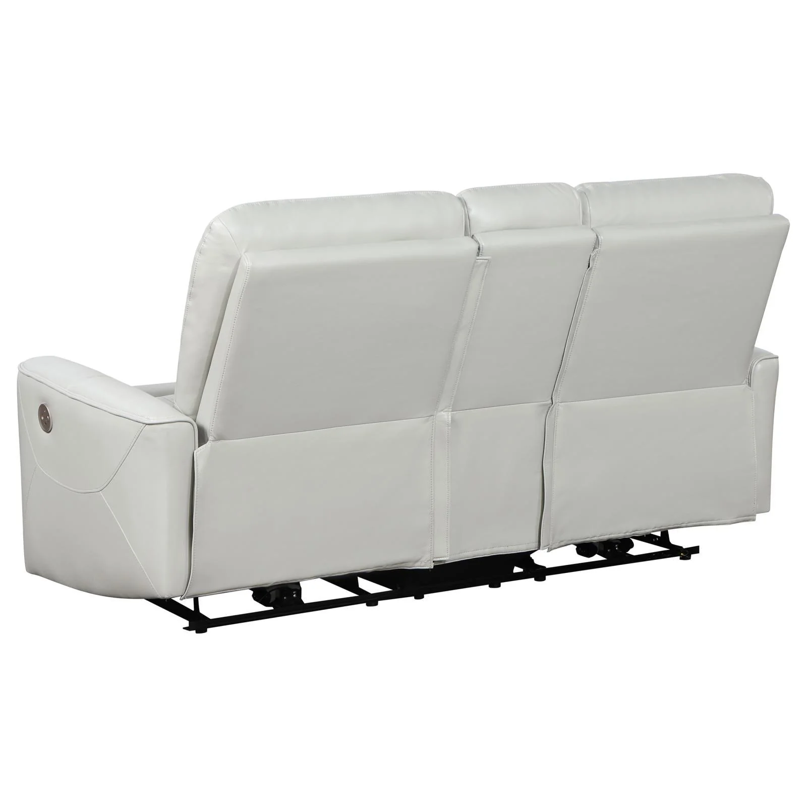 Greenfield Ivory Upholstered Power Reclining Loveseat with Console - Image 4