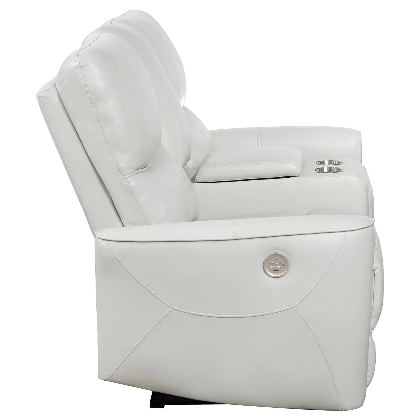 Greenfield Ivory Upholstered Power Reclining Loveseat with Console - Image 5