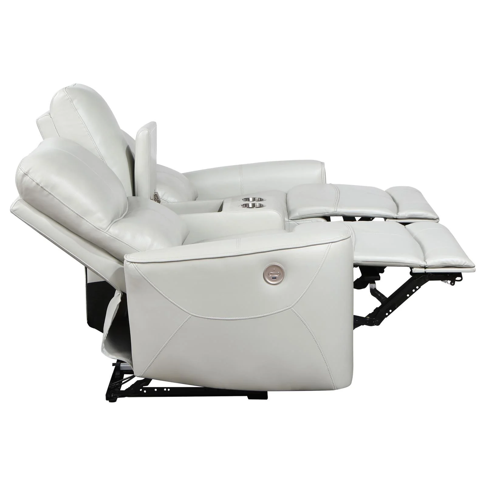 Greenfield Ivory Upholstered Power Reclining Loveseat with Console - Image 6