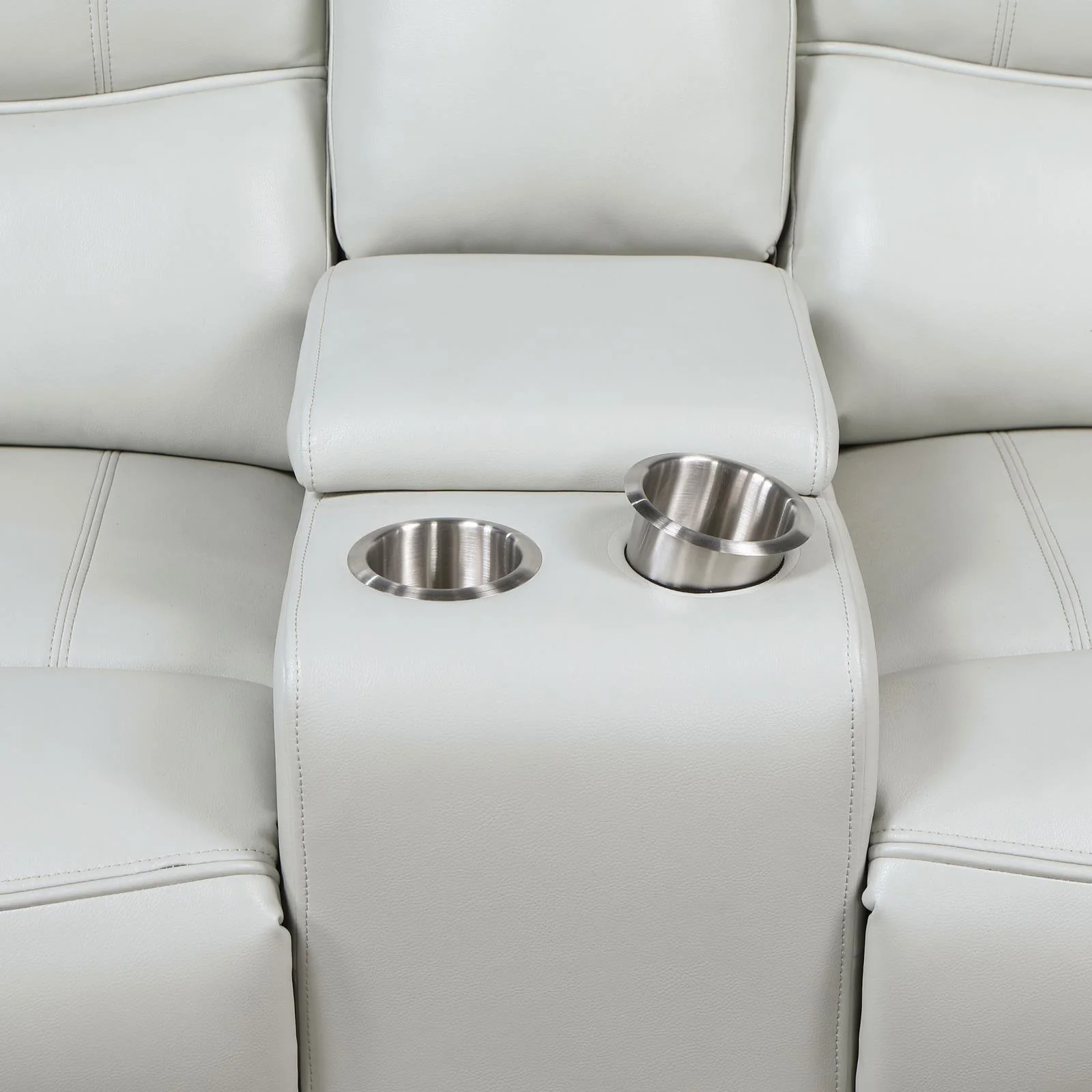 Greenfield Ivory Upholstered Power Reclining Loveseat with Console - Image 7