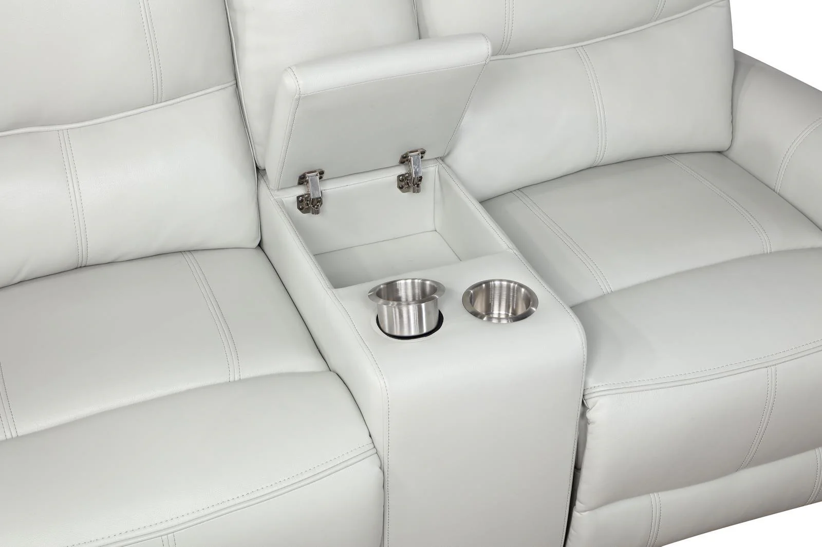 Greenfield Ivory Upholstered Power Reclining Loveseat with Console - Image 8