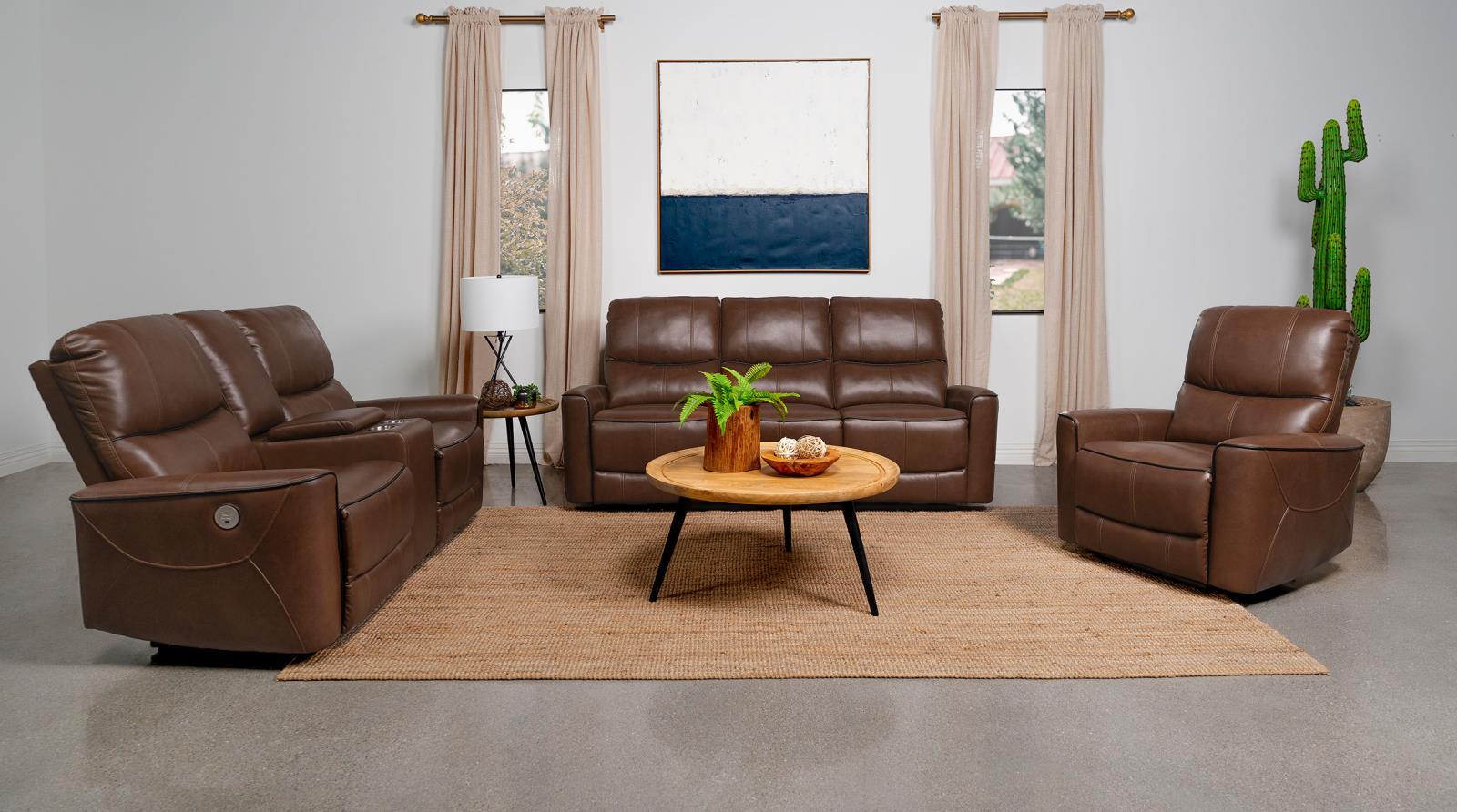 Greenfield Saddle Brown Upholstered Power Recliner Chair - Image 10