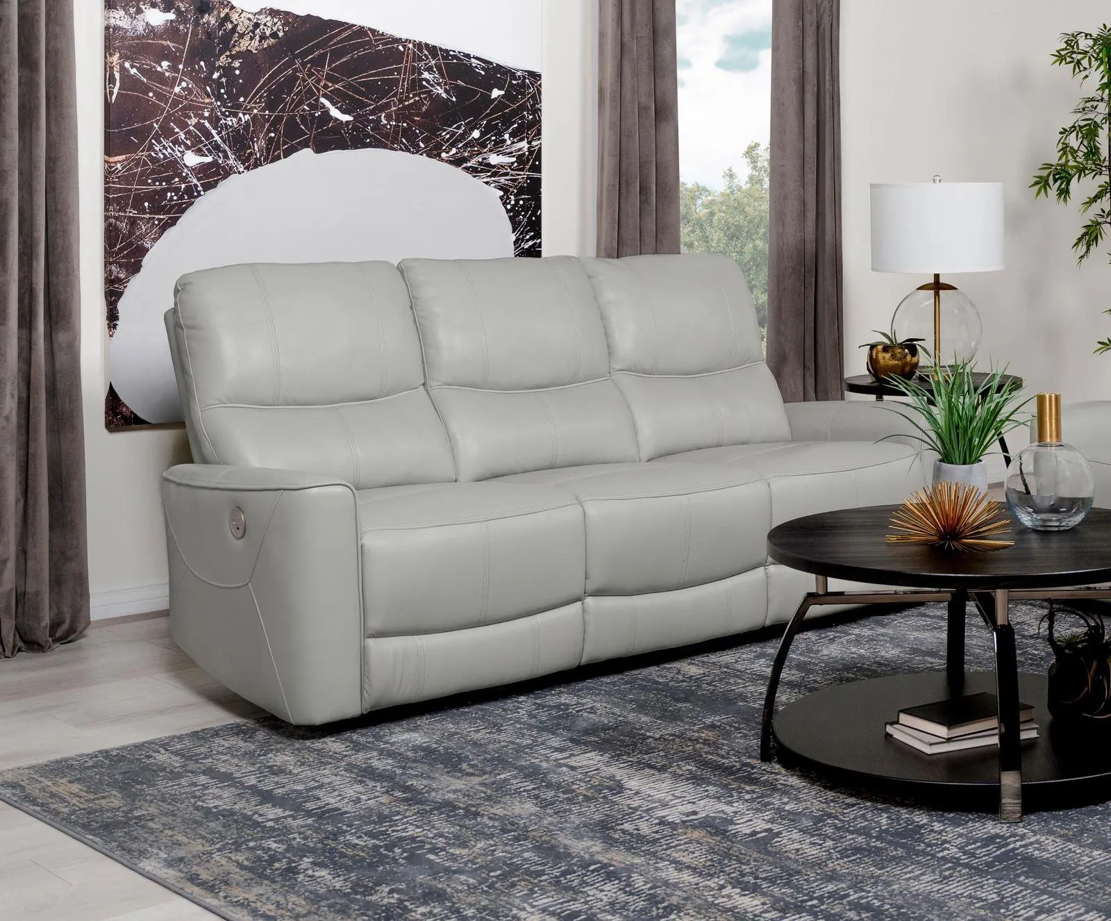 Greenfield Upholstered Power Reclining Sofa Dove Grey - Image 2