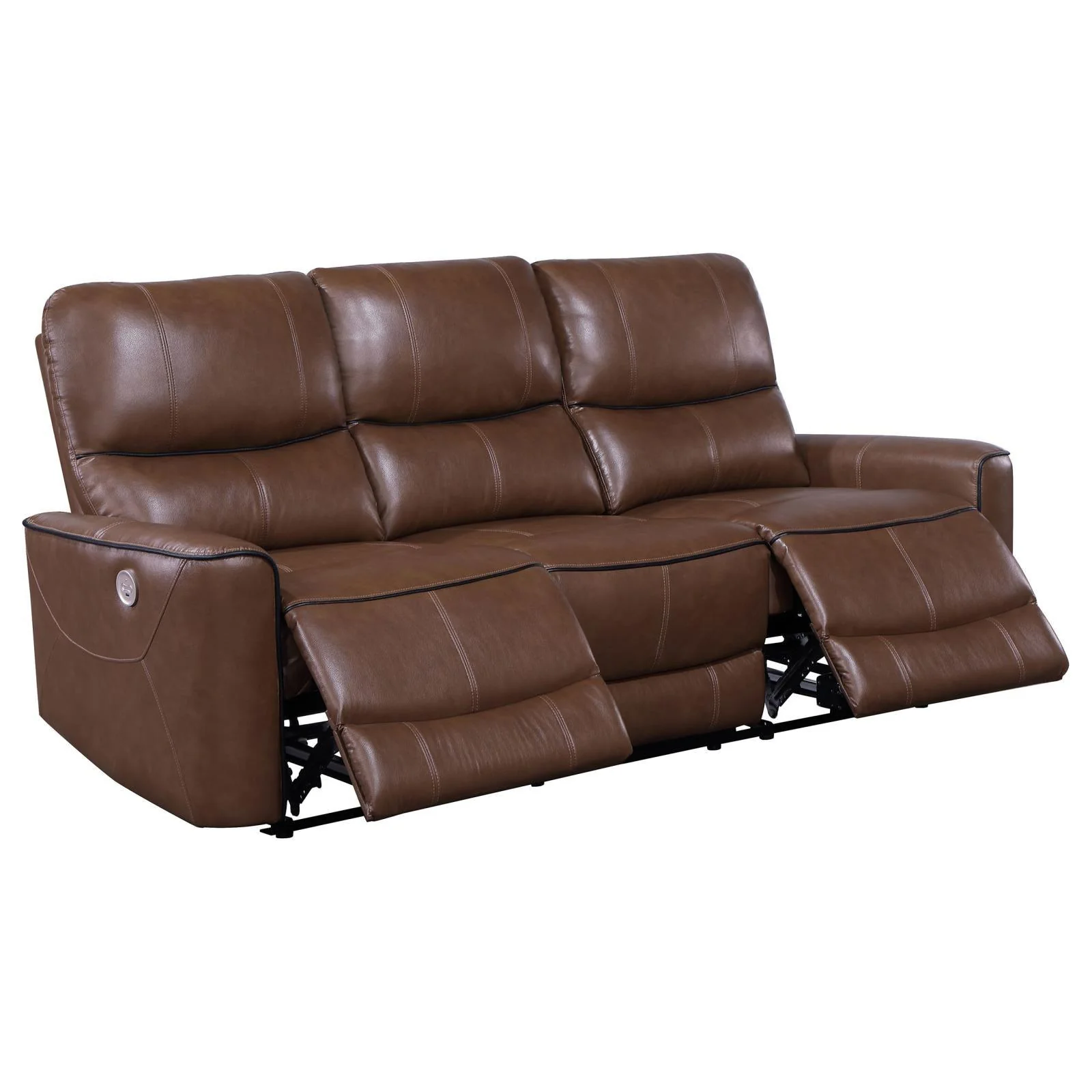 Greenfield Upholstered Power Reclining Sofa Saddle Brown - Image 3