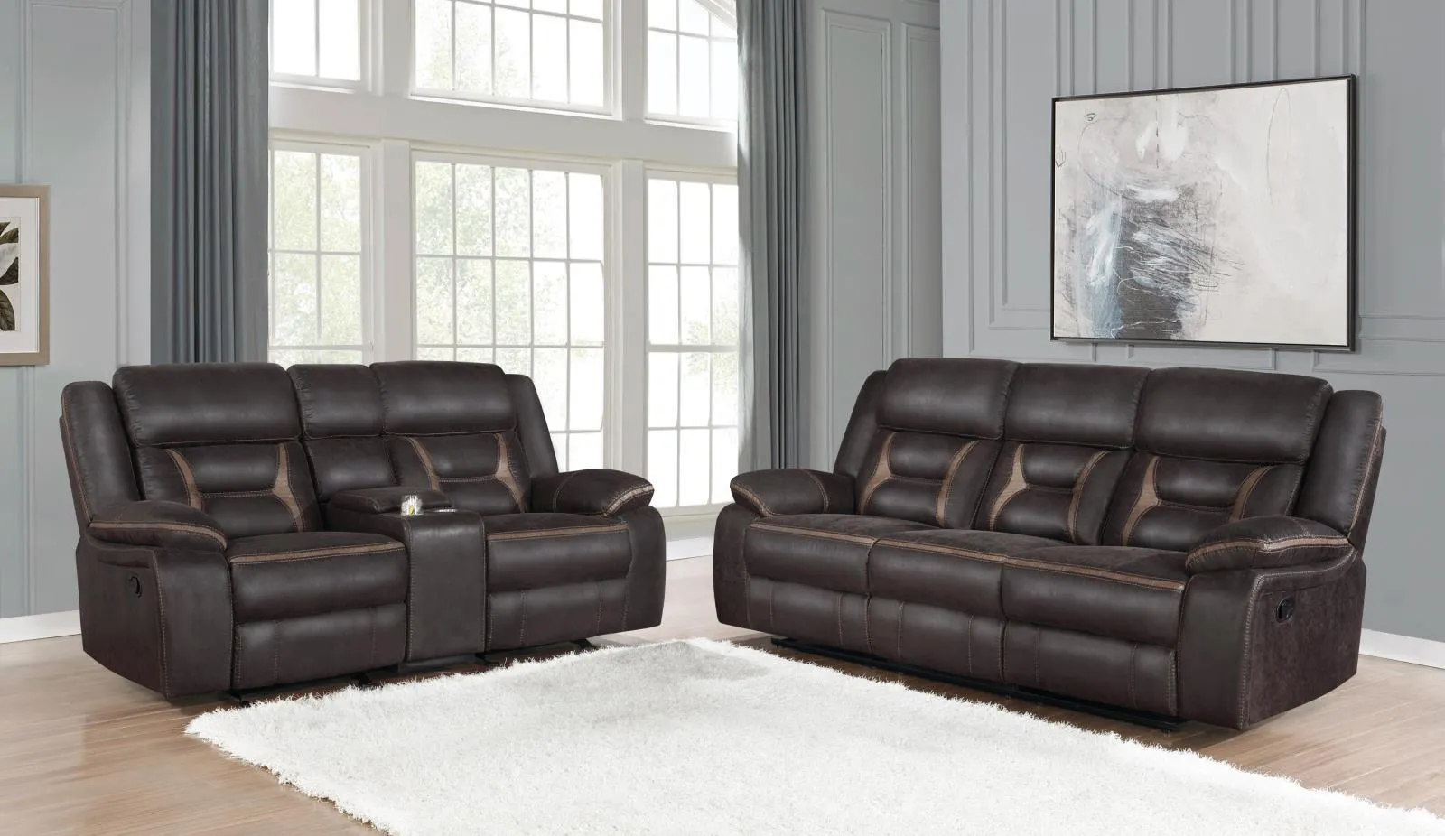 Greer Dark Brown 2-Piece Upholstered Tufted Living Room Set - Image 14