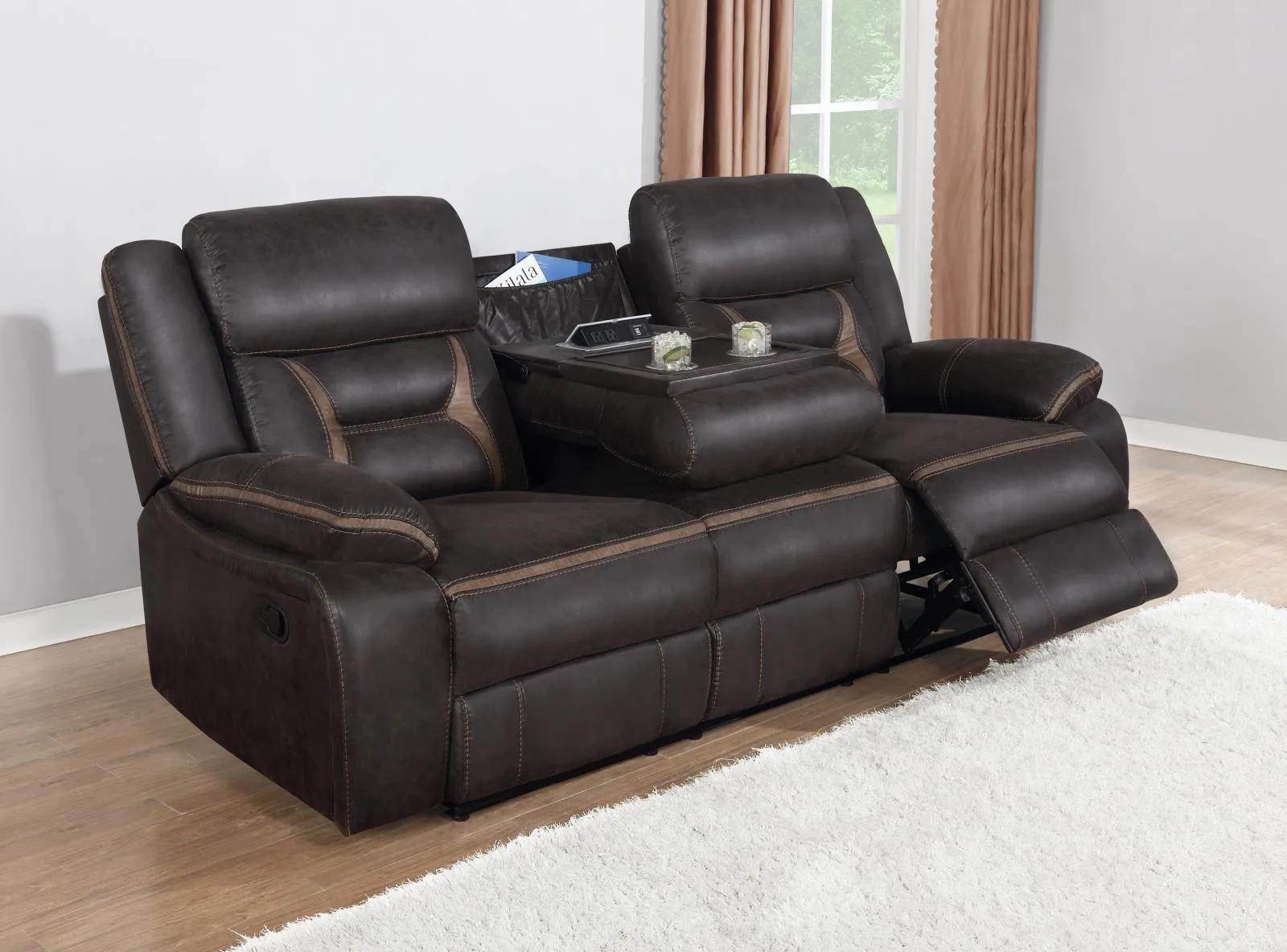 Greer Dark Brown 2-Piece Upholstered Tufted Living Room Set - Image 3