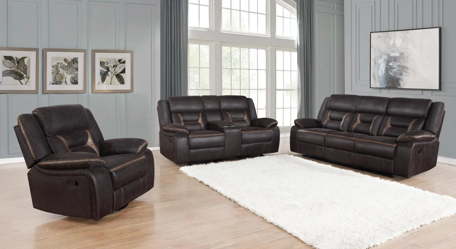 Greer Dark Brown 3-Piece Upholstered Tufted Living Room Set - Image 18