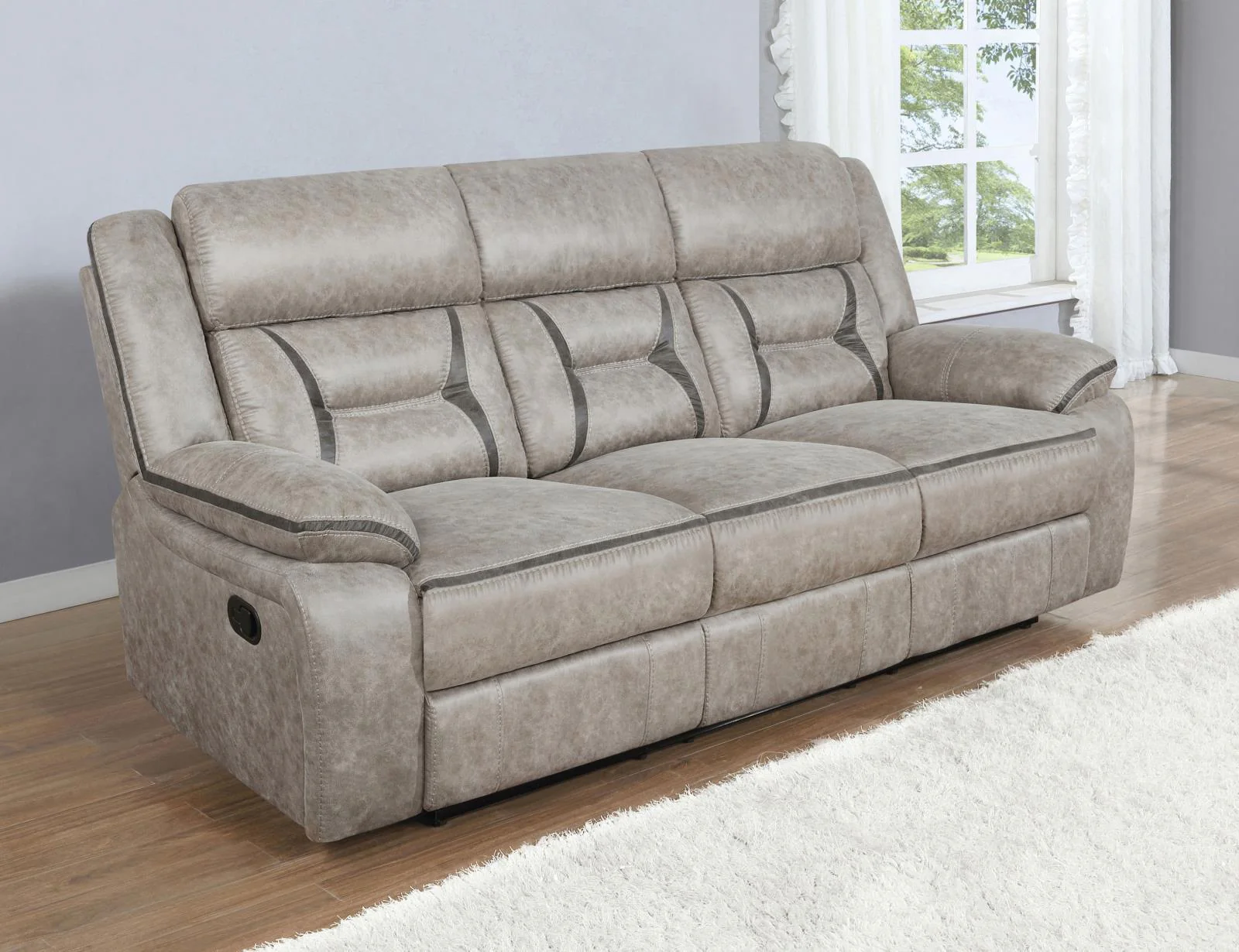 Greer Taupe 2-Piece Upholstered Tufted Living Room Set - Image 2