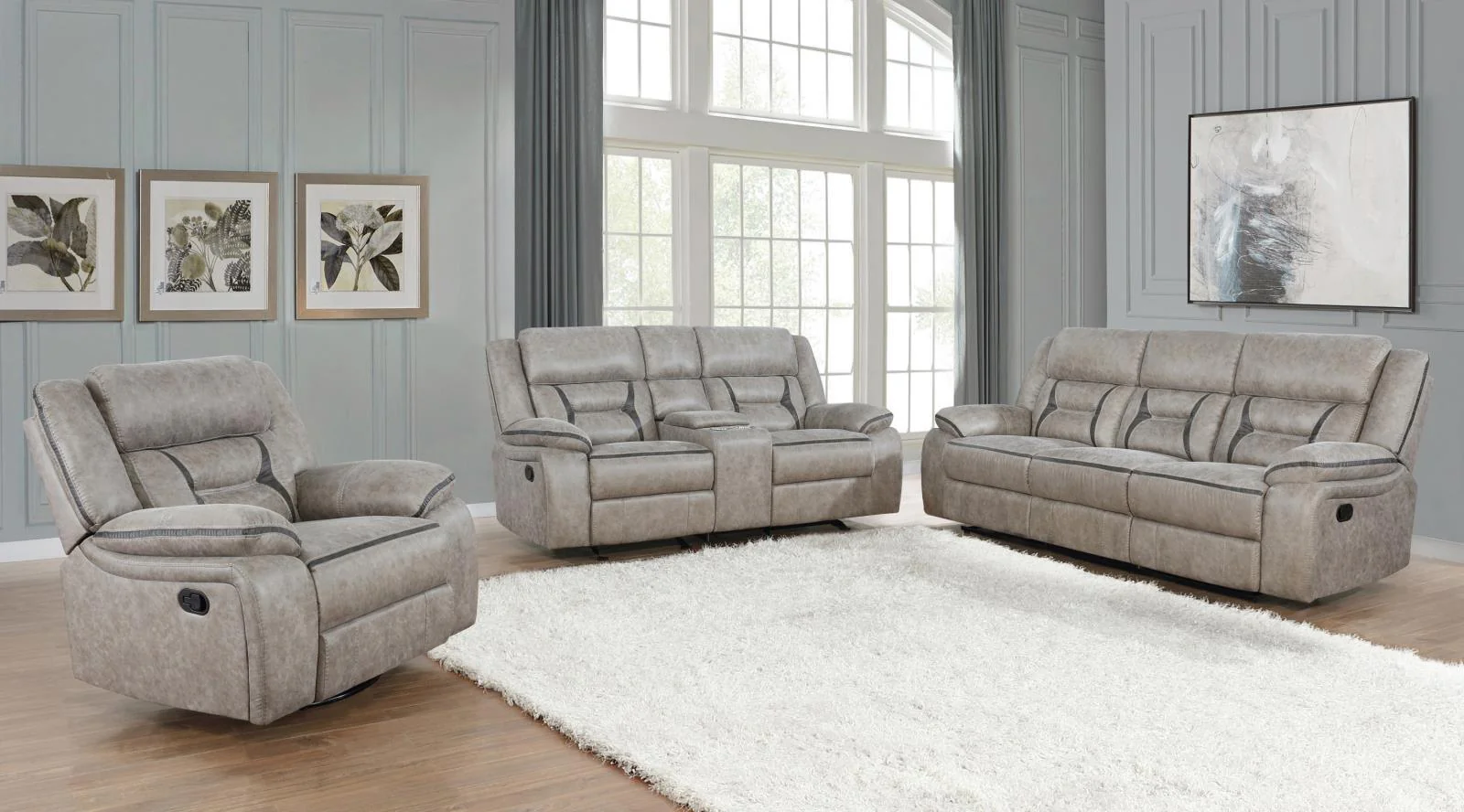 Greer Taupe 3-Piece Upholstered Tufted Living Room Set - Image 18