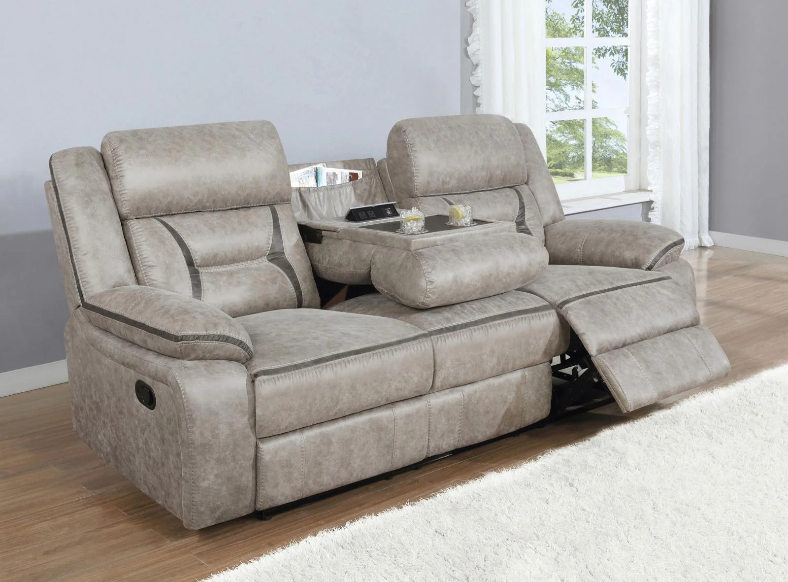 Greer Taupe 3-Piece Upholstered Tufted Living Room Set - Image 3