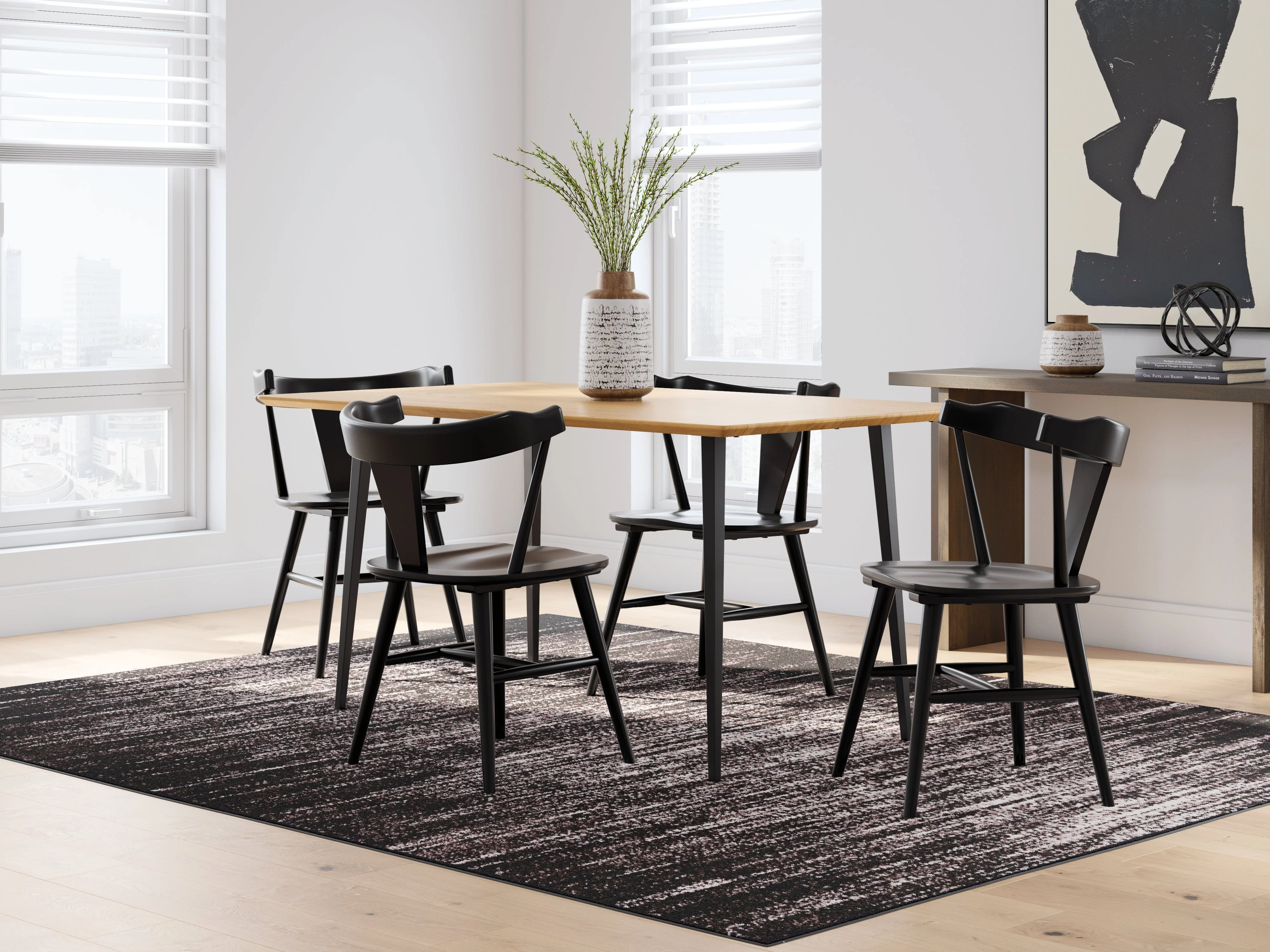 Gretlynn Natural And Black Rectangular Dining Room Set - Image 3