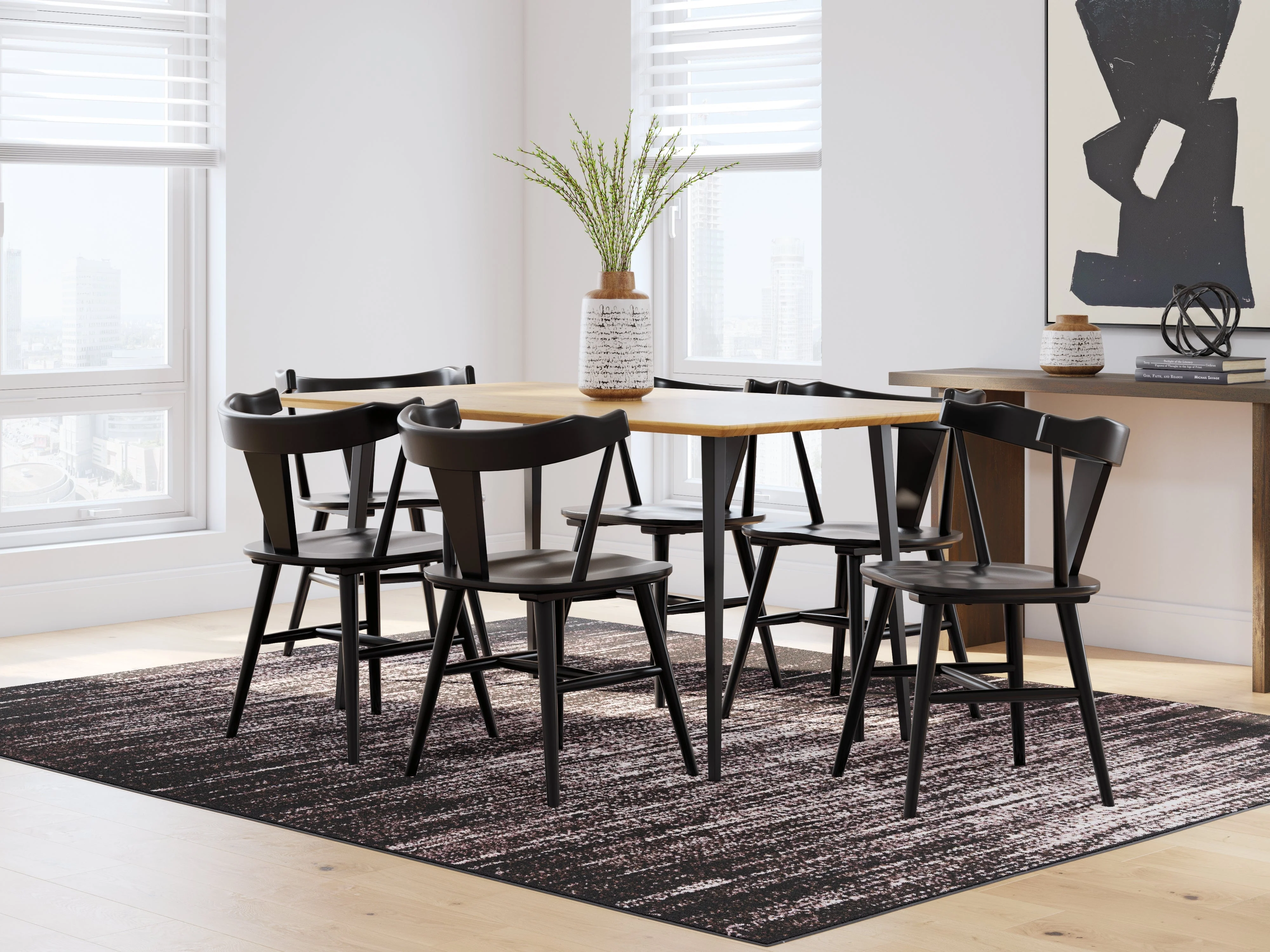 Gretlynn Natural And Black Rectangular Dining Room Set - Image 4