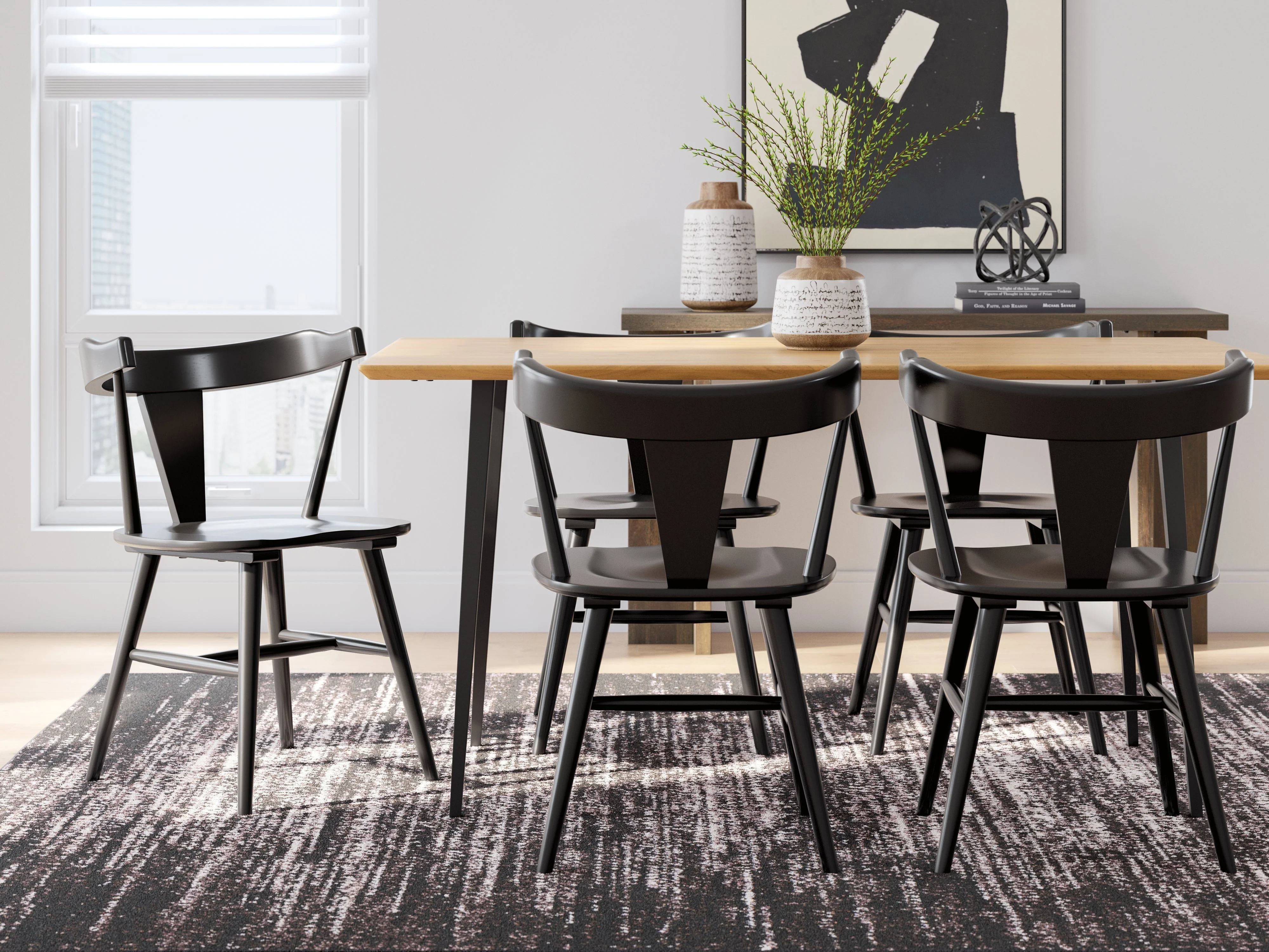 Gretlynn Natural And Black Rectangular Dining Room Set - Image 5