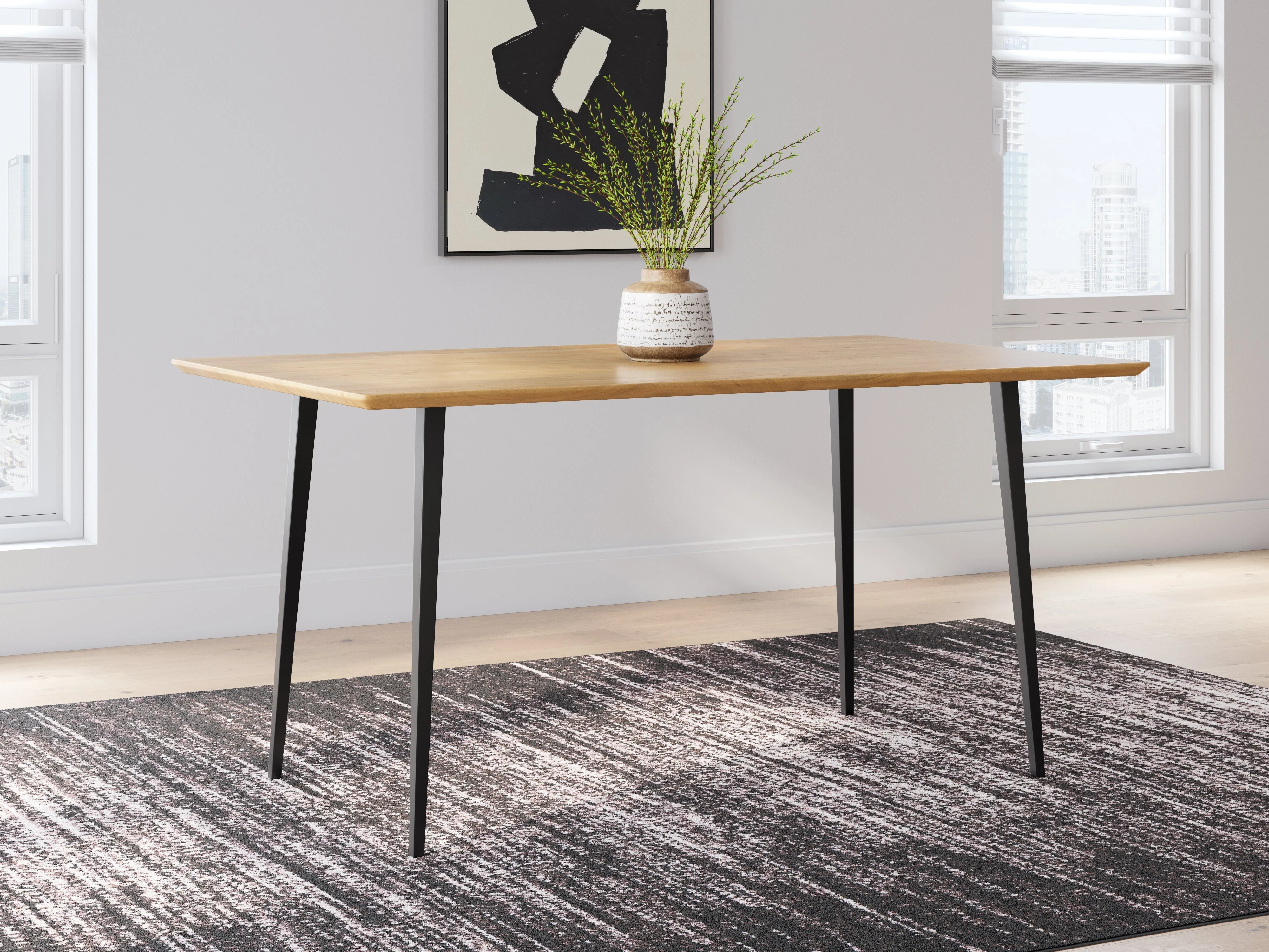 Gretlynn Natural And Black Rectangular Dining Room Set - Image 6