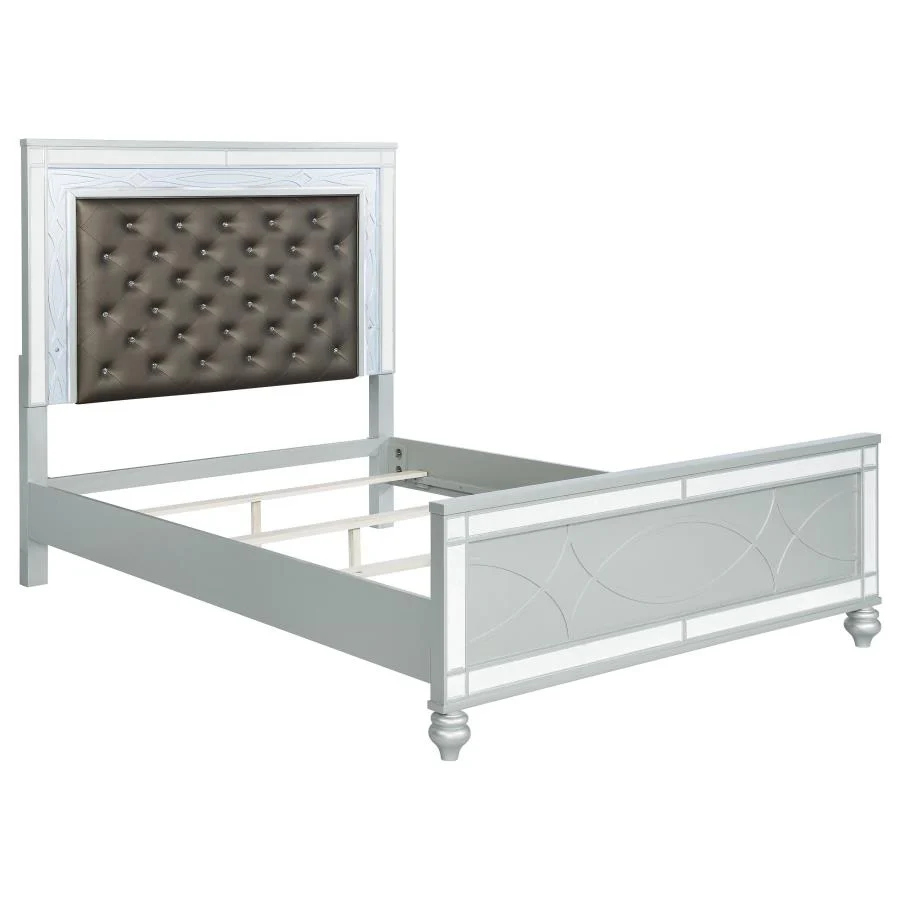 Gunnison Silver Metallic 5-Piece California King Bedroom Set with LED Lighting - Image 3