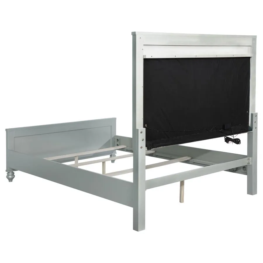 Gunnison Silver Metallic 5-Piece King Bedroom Set with LED Lighting - Image 4