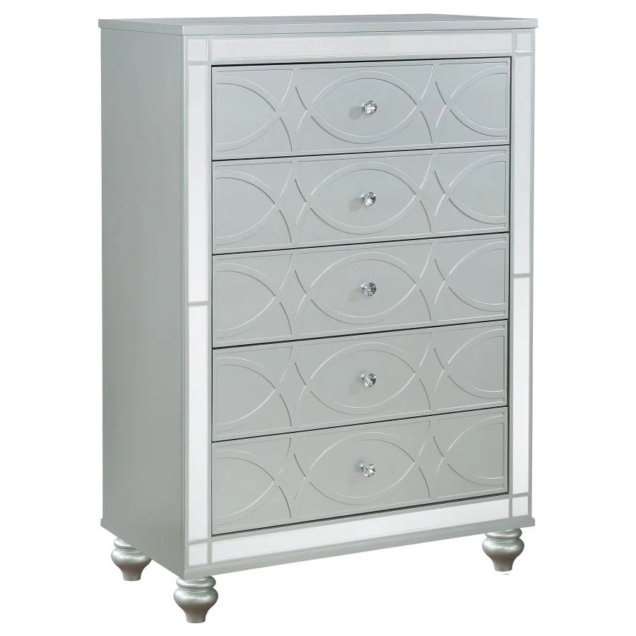 Gunnison Silver Metallic 5-Piece Queen Bedroom Set with LED Lighting - Image 11