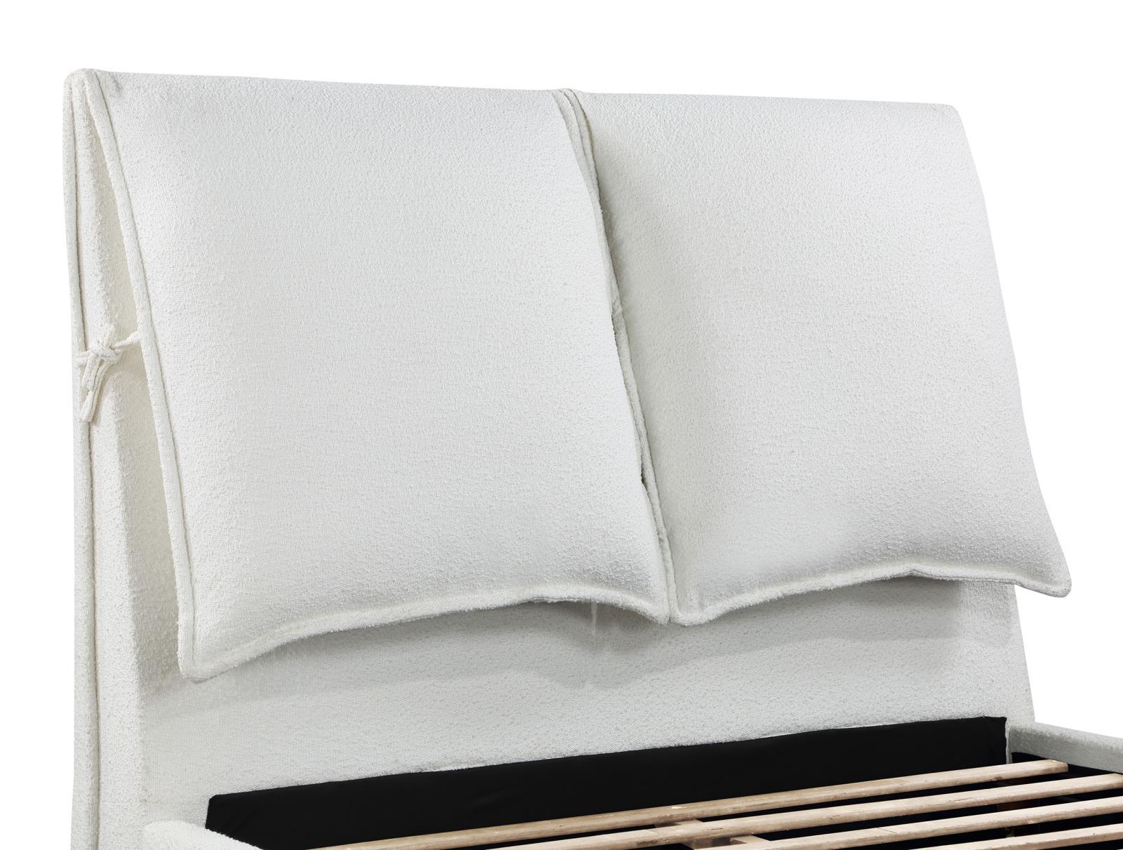 Gwendoline Upholstered White Queen Platform Bed with Pillow Headboard - Image 11