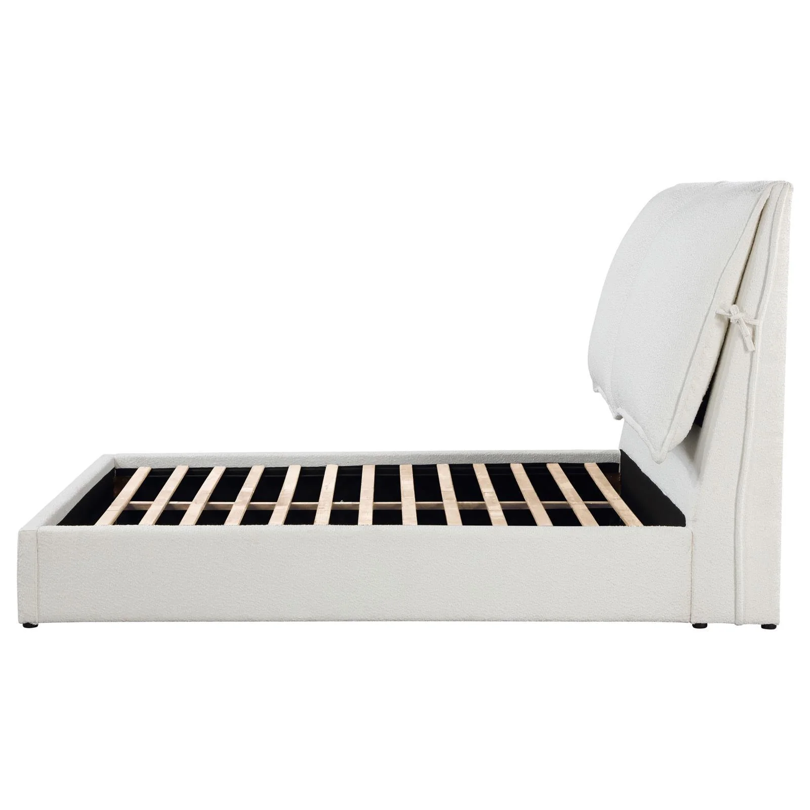 Gwendoline Upholstered White Queen Platform Bed with Pillow Headboard - Image 6