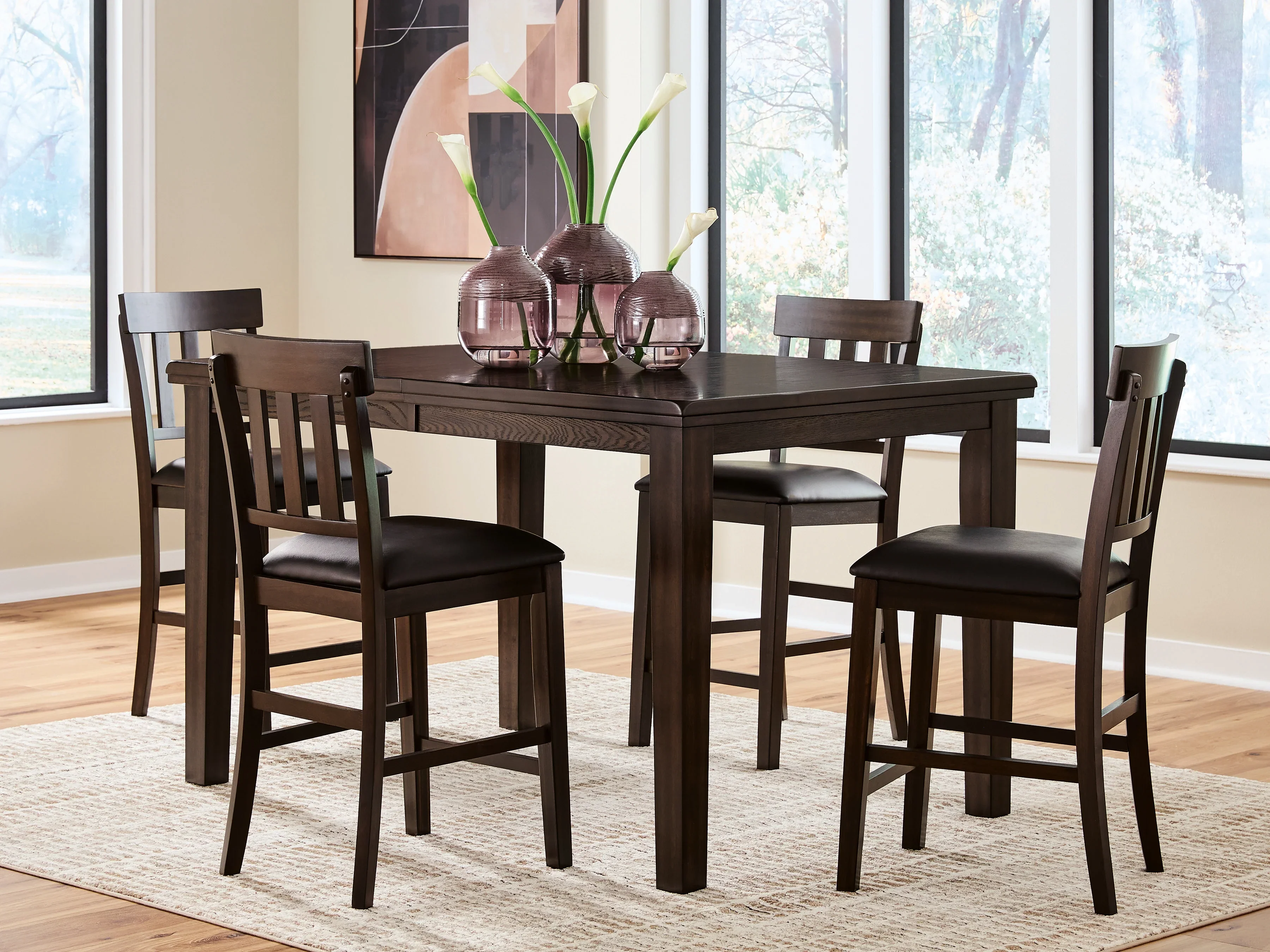 Haddigan Dark Brown Counter Height Dining Table and 4 Barstools - Image 2