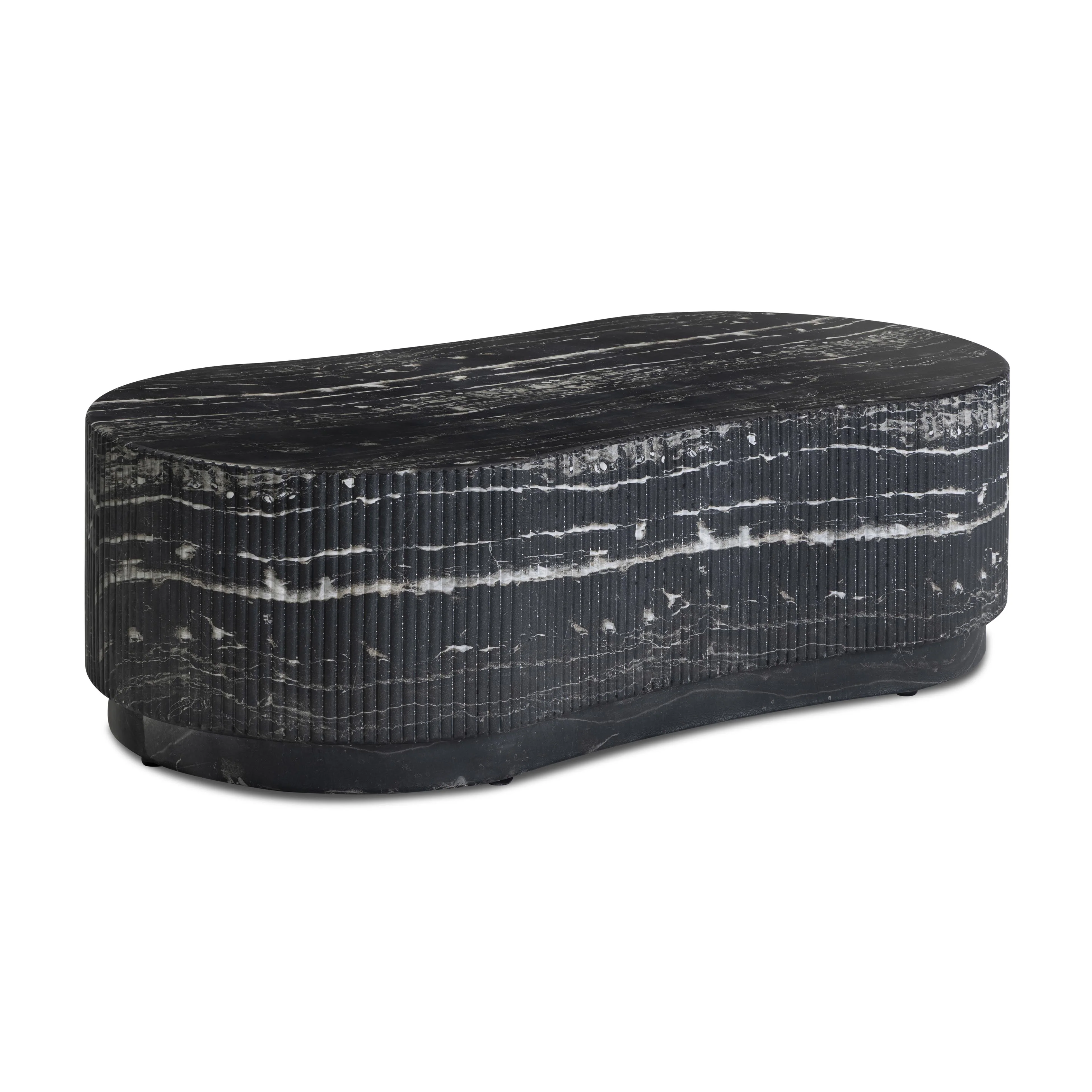 Hades 47" Black Faux Marble Indoor/Outdoor Concrete Coffee Table - Image 2