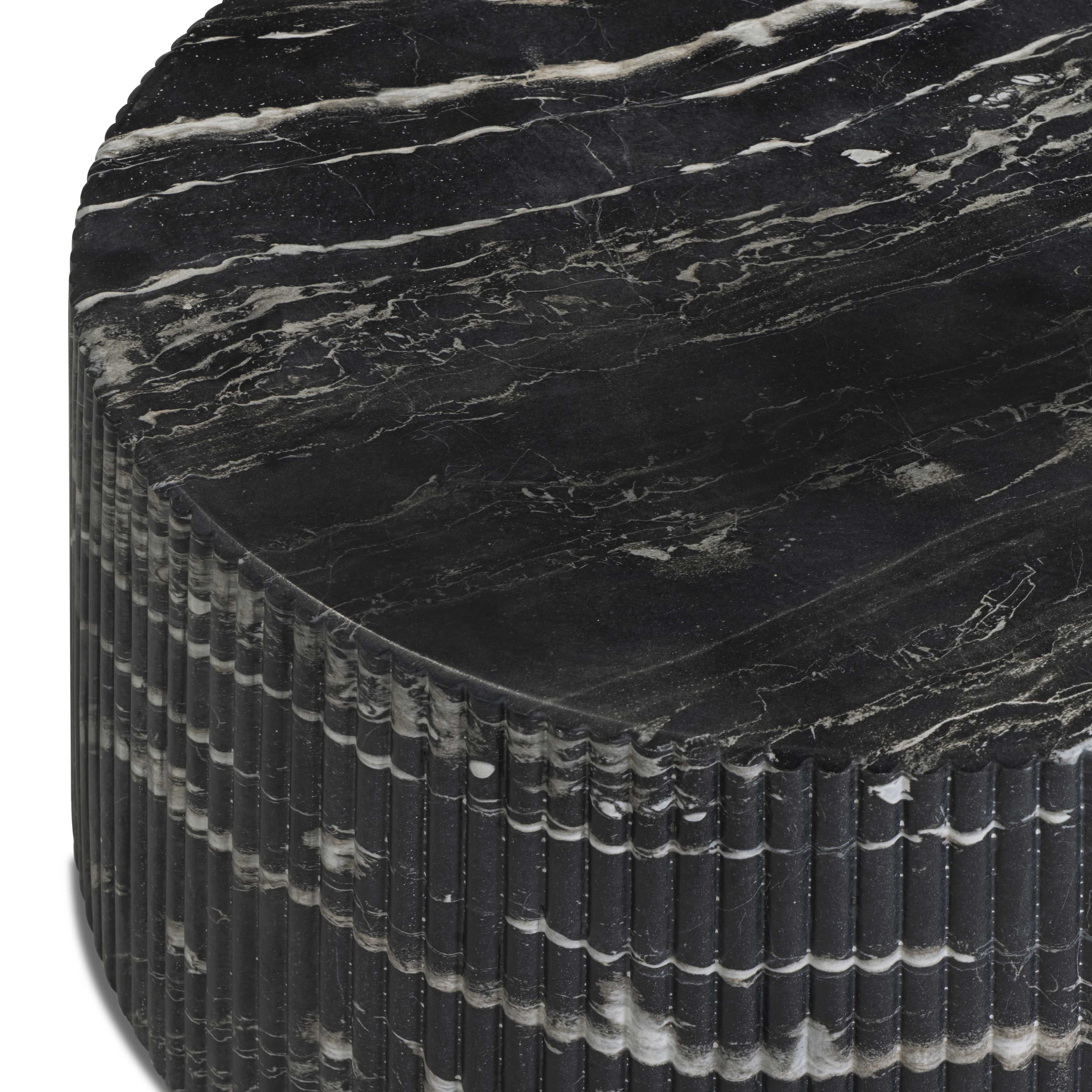 Hades 47" Black Faux Marble Indoor/Outdoor Concrete Coffee Table - Image 9