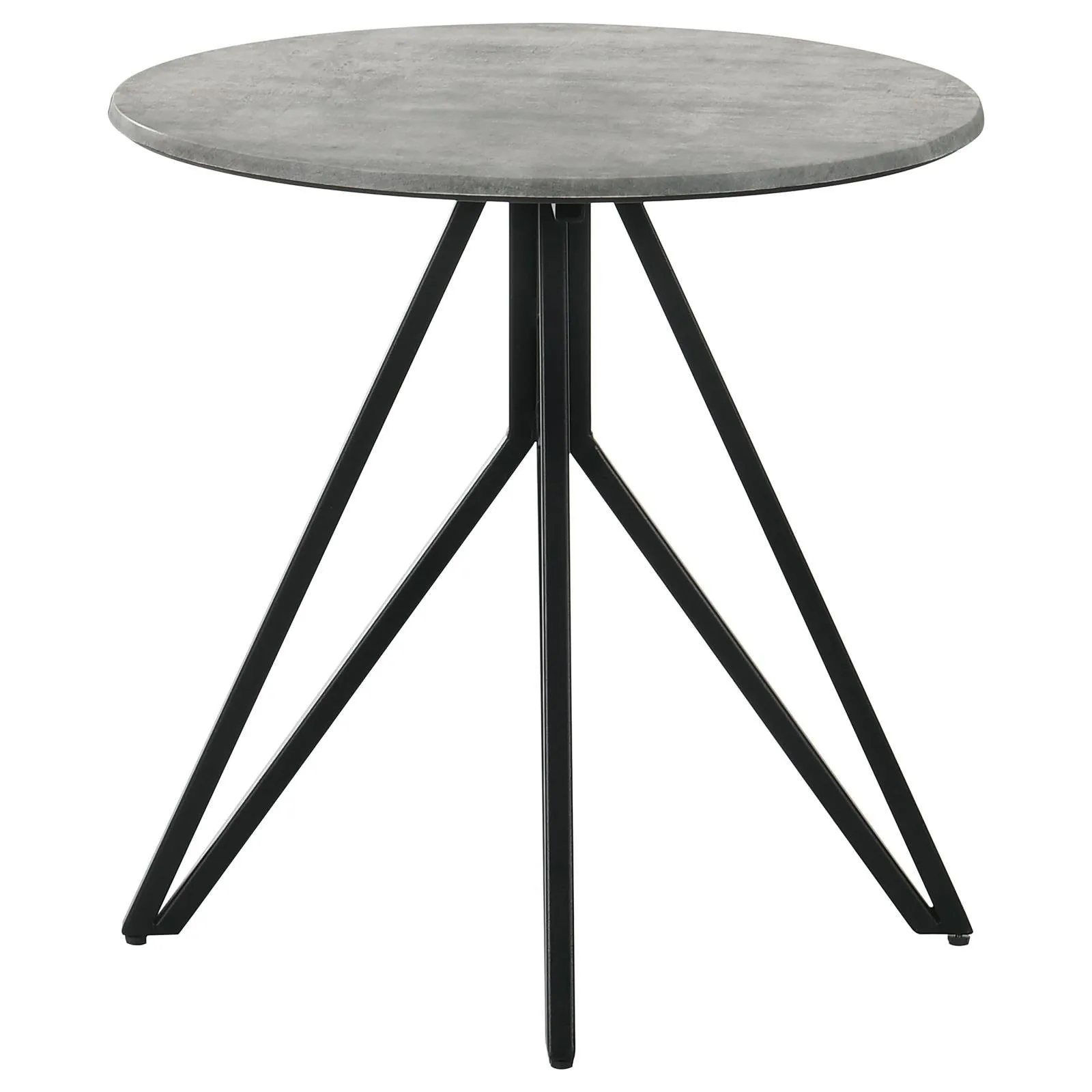 Hadi Cement/Gunmetal Round End Table with Hairpin Legs - Image 2