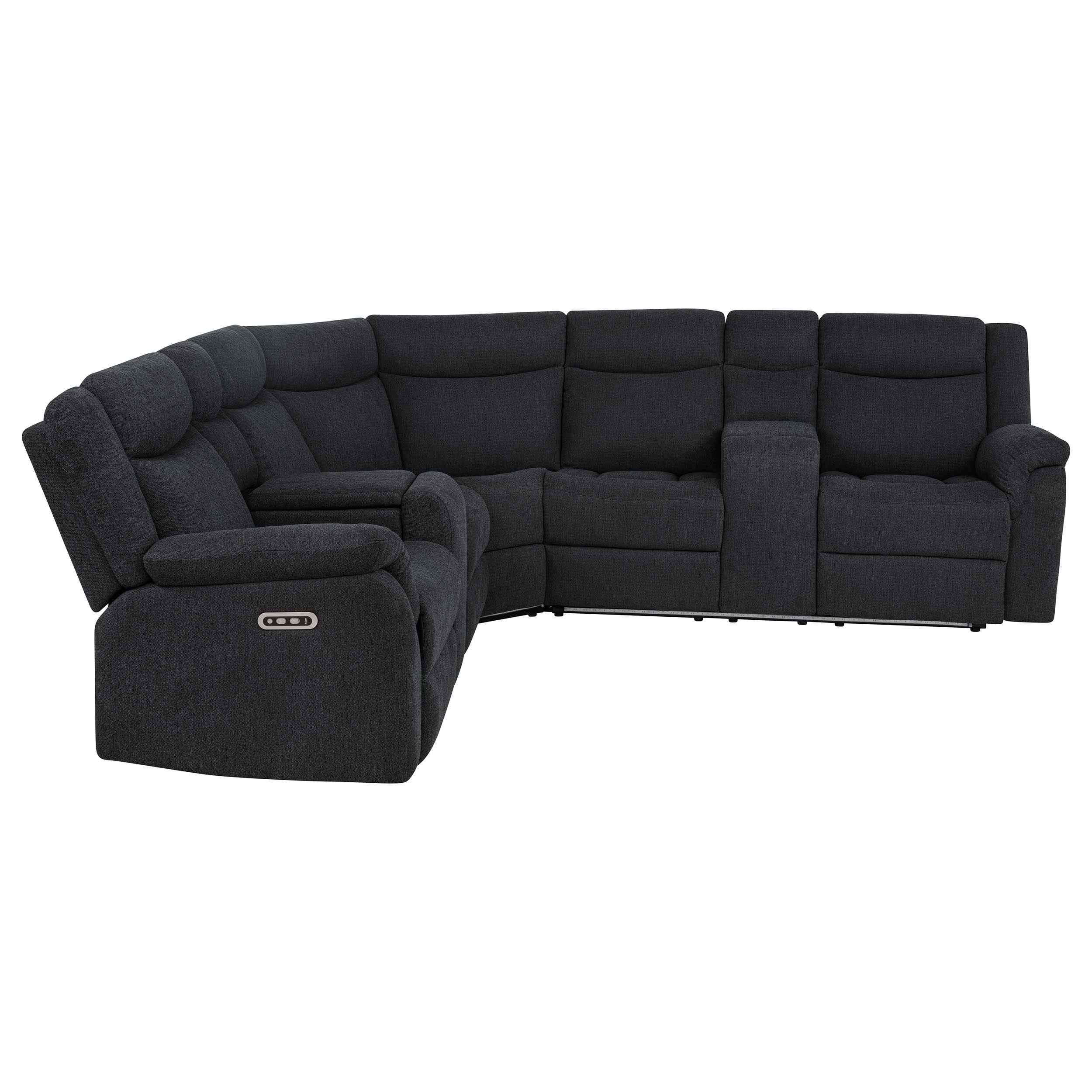Hagen Steel Grey Upholstered Power Reclining Sectional Sofa - Image 6