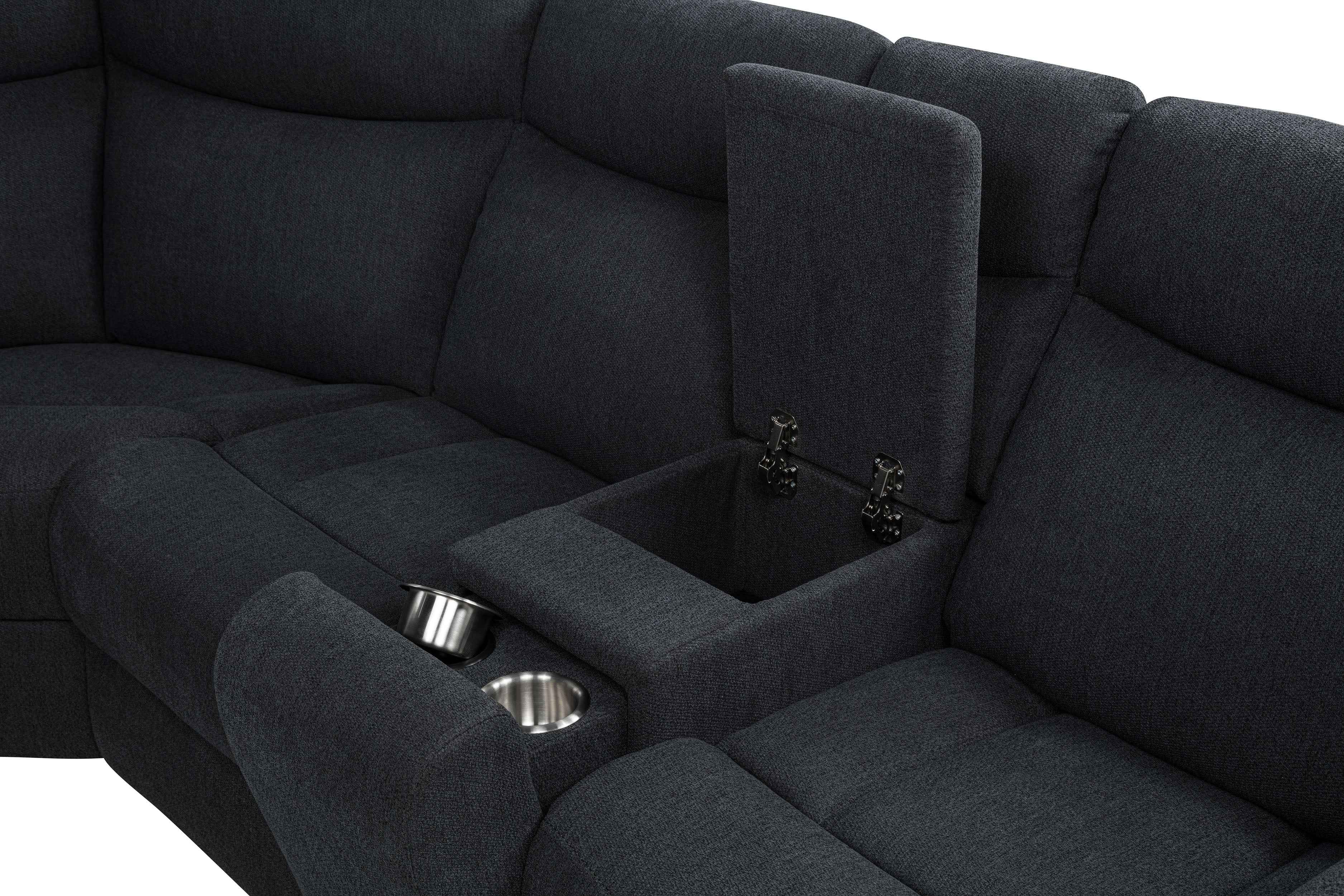 Hagen Steel Grey Upholstered Power Reclining Sectional Sofa - Image 9