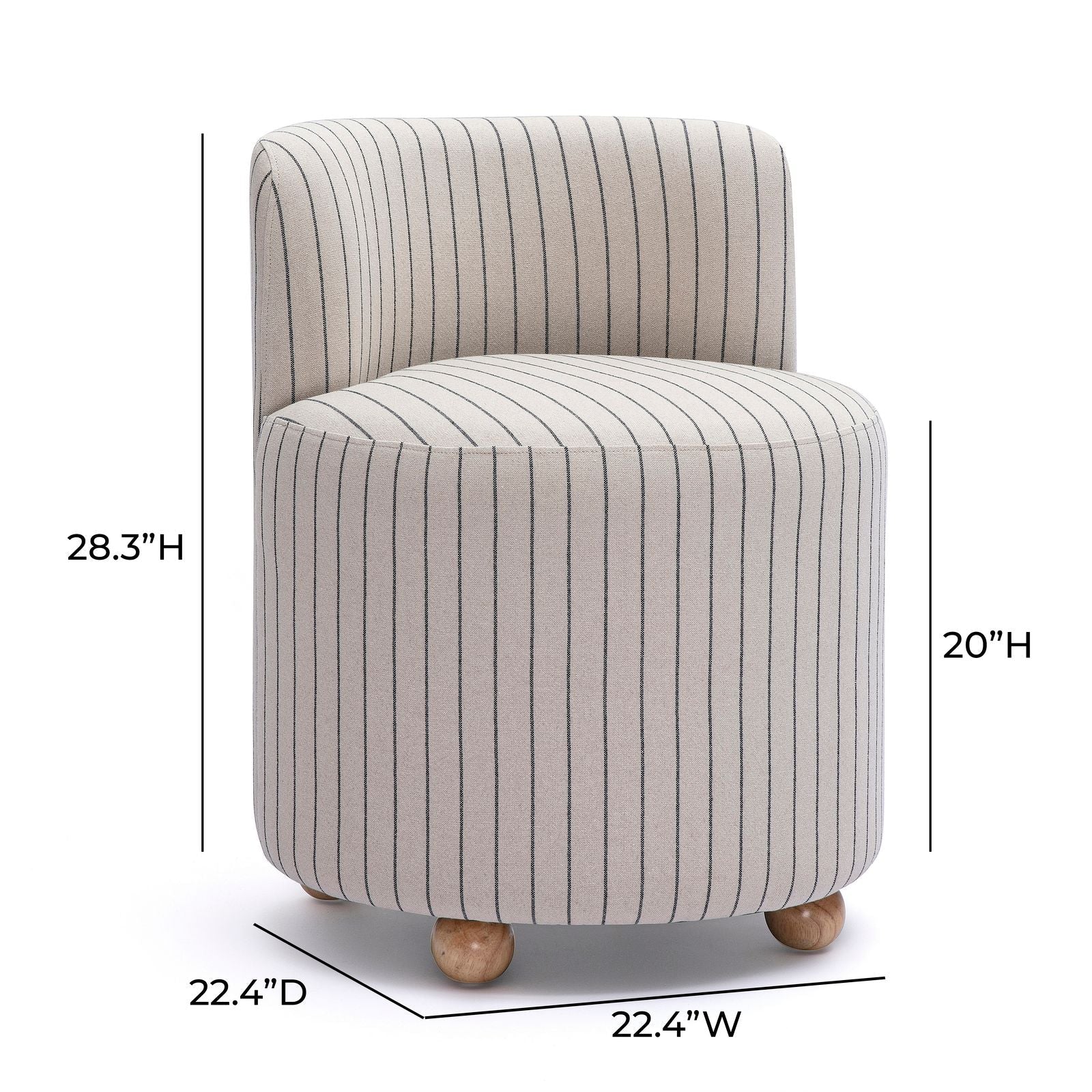 Hakuna Black and White Striped Linen Desk Chair - Image 6