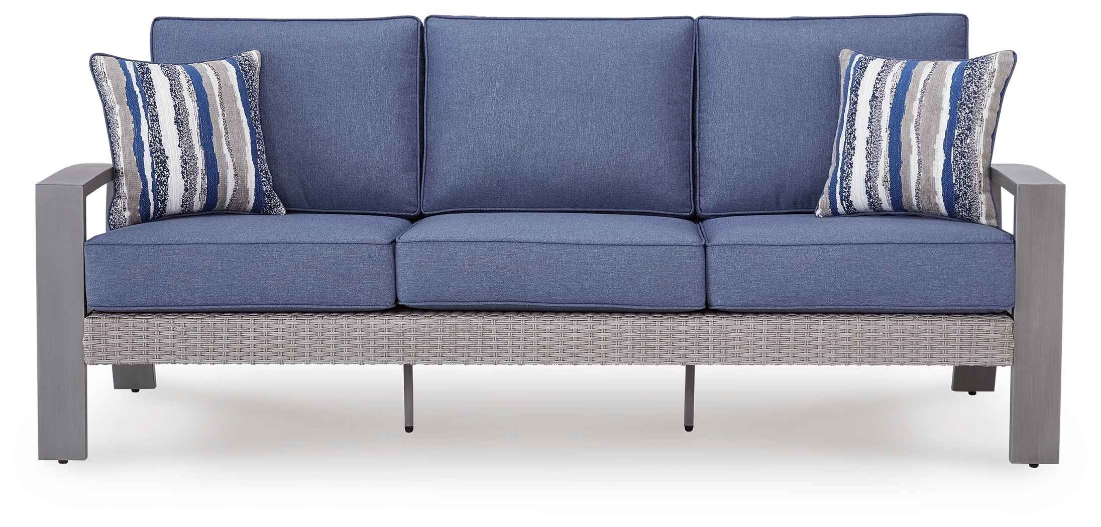 Half Moon Beach Blue/Gray Outdoor Sofa with Cushion - Image 3