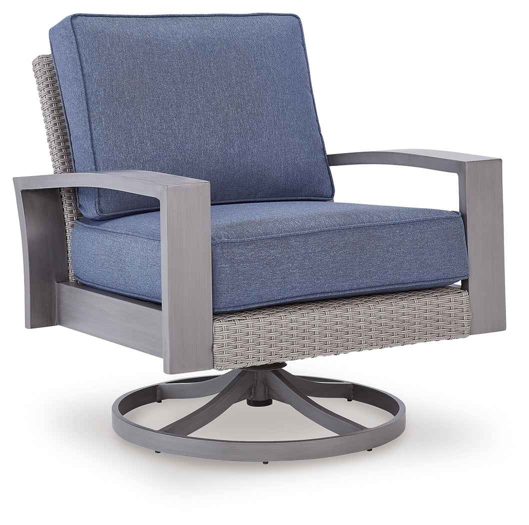 Half Moon Beach Blue/Gray Outdoor Swivel Lounge Chair with Cushion - Image 2