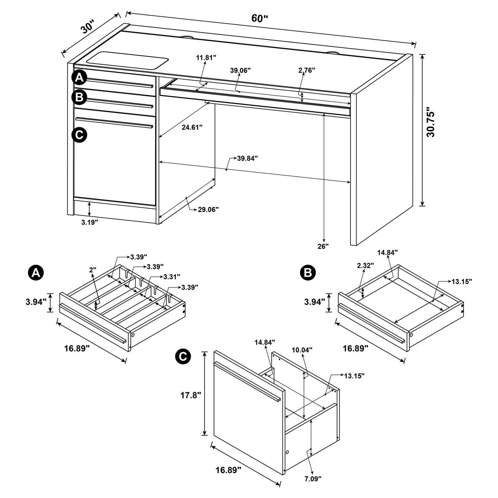 Halston Cappuccino 3-Drawer Connect-it Office Desk - Image 12