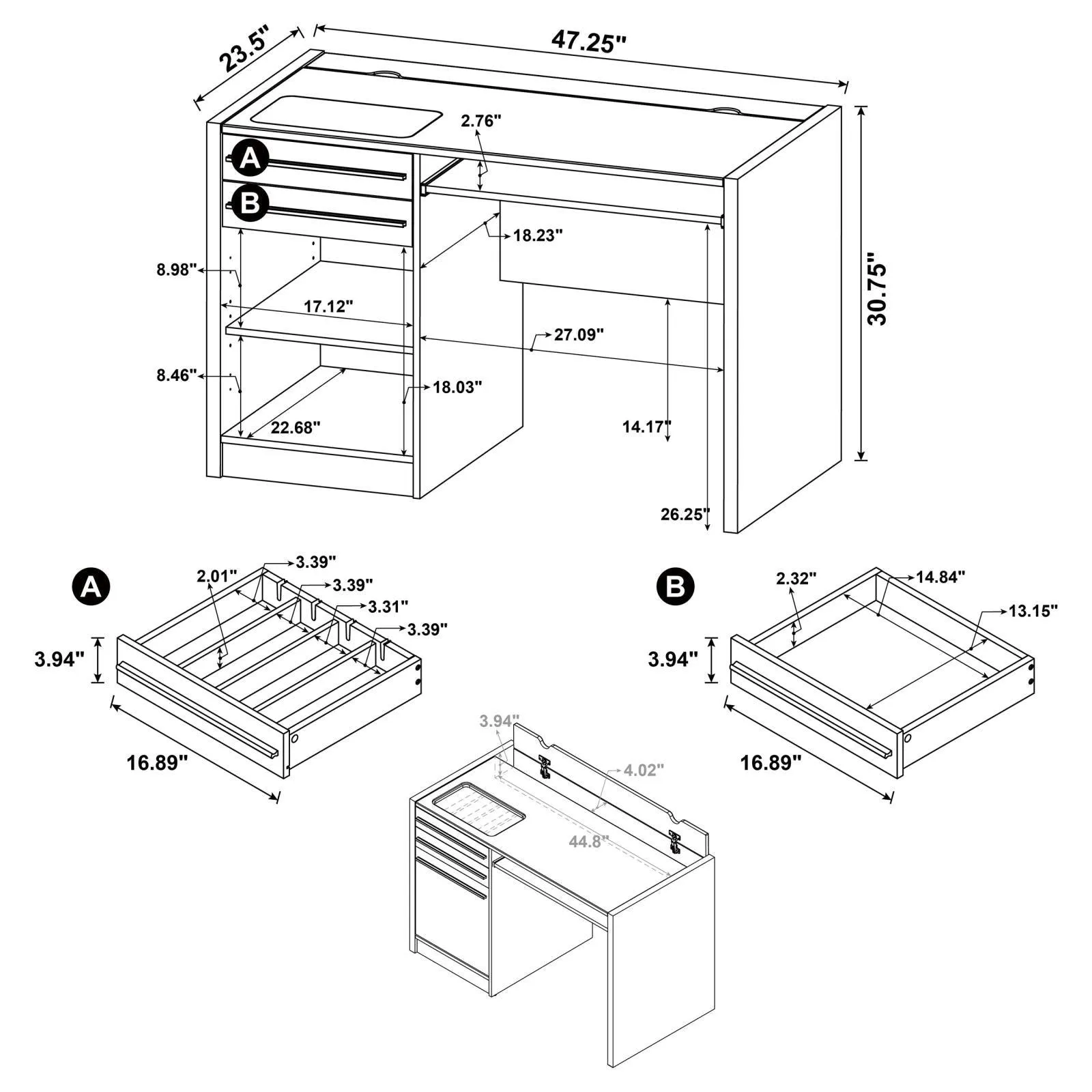 Halston Cappuccino Rectangular Connect-it Office Desk - Image 13
