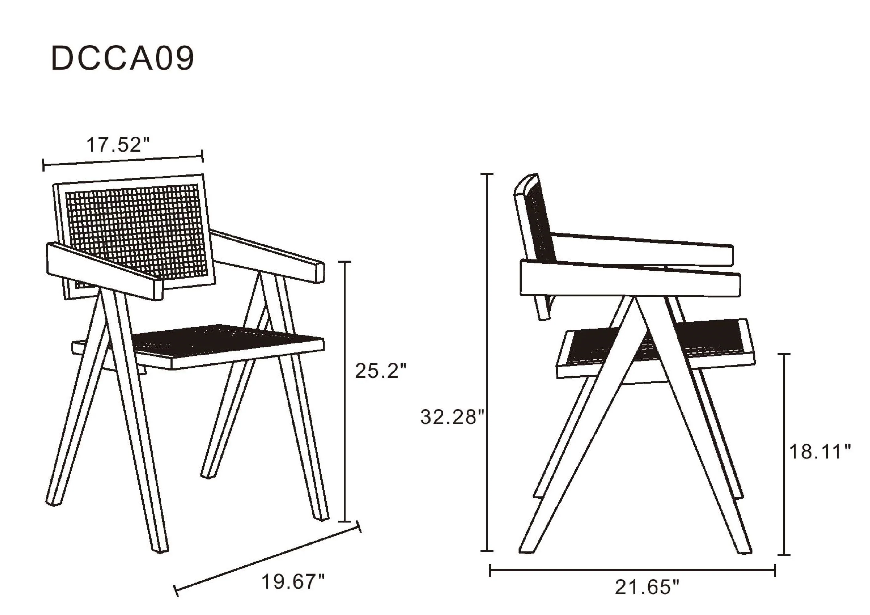Hamlet Dining Arm Chair in Black and Natural Cane (set of 2) - Image 3
