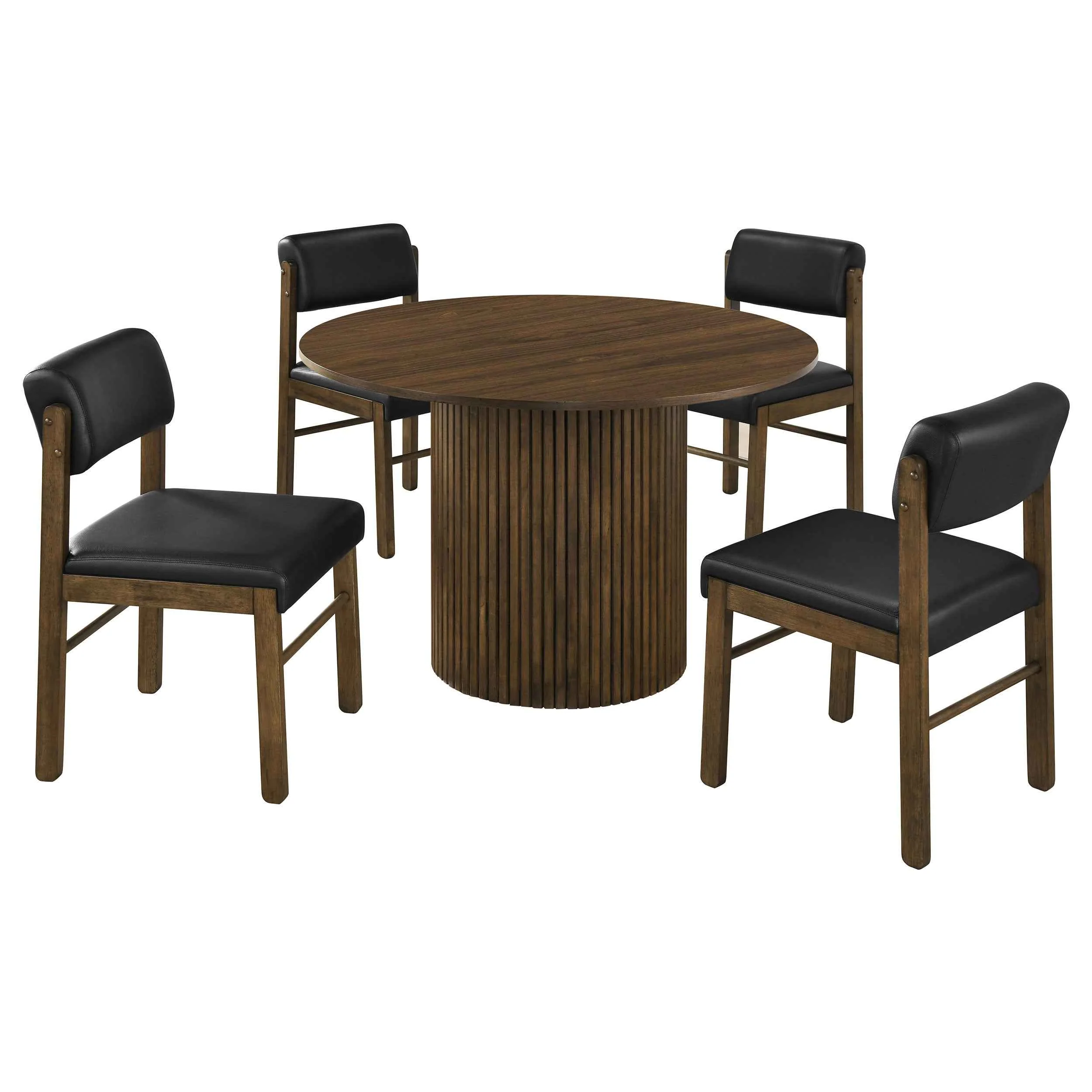 Hamlyn Black/Walnut 5-piece Round Wood Dining Set