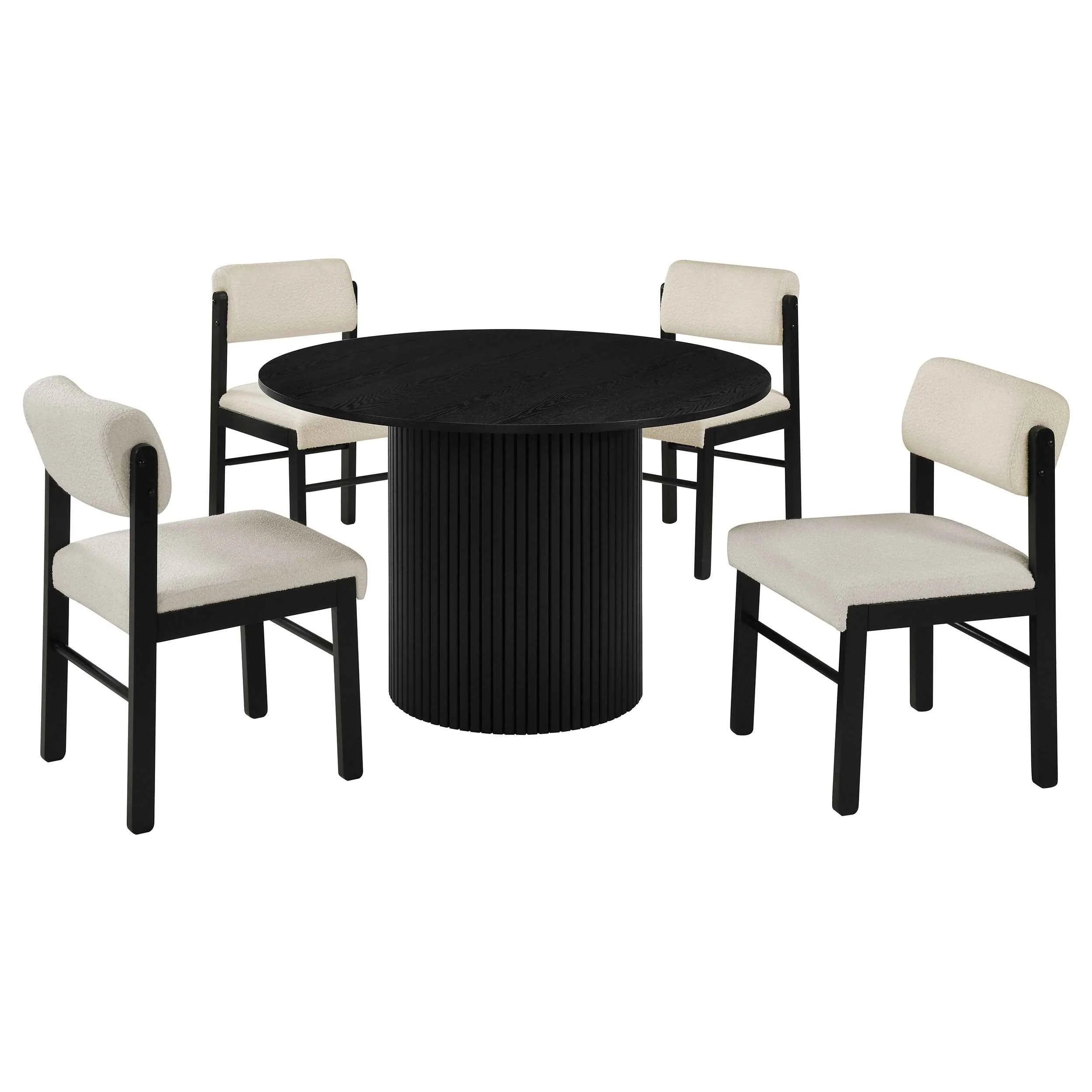 Hamlyn Cream/Black 5-piece Round Wood Dining Set