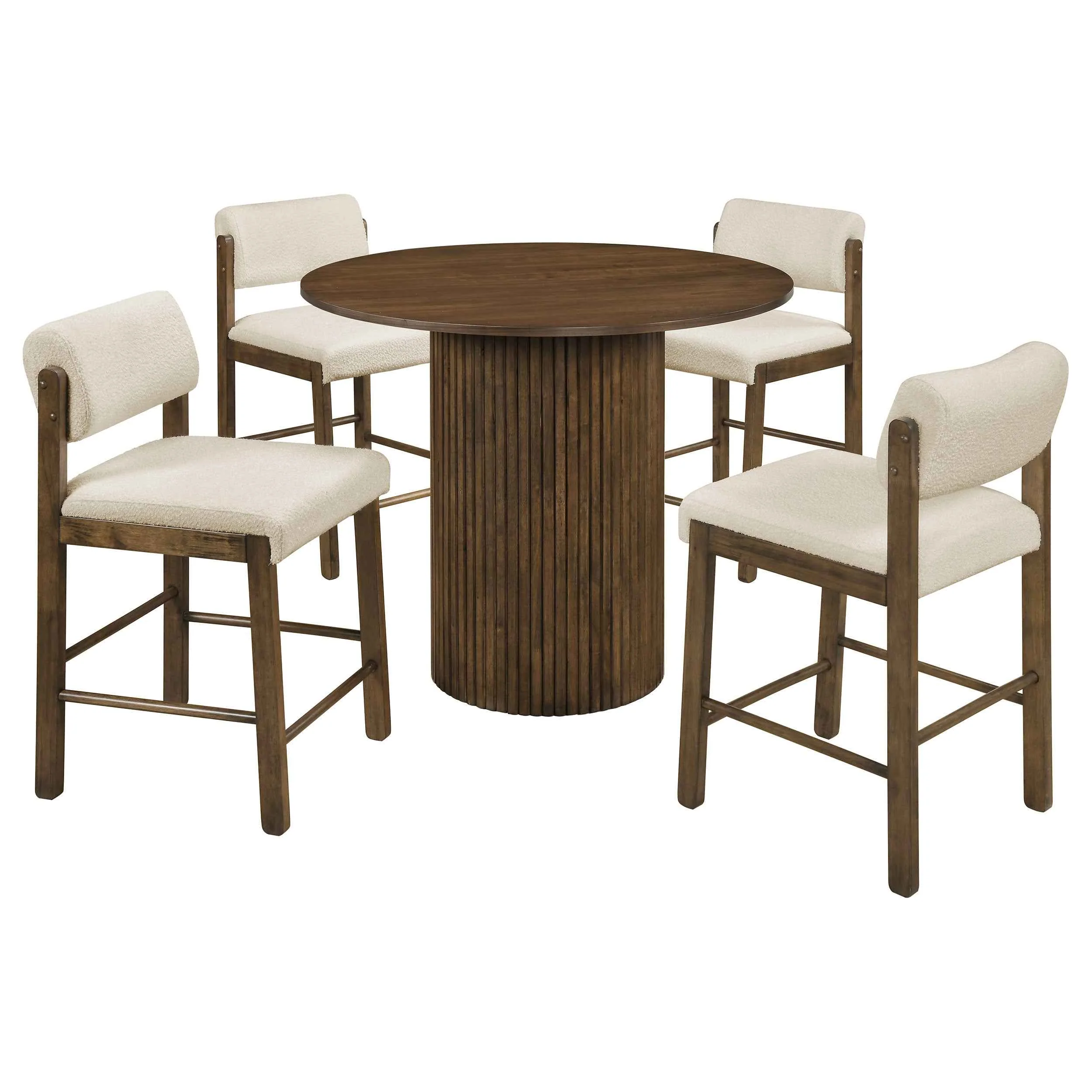 Hamlyn Cream/Walnut 5-piece Round Wood Counter Height Dining Set
