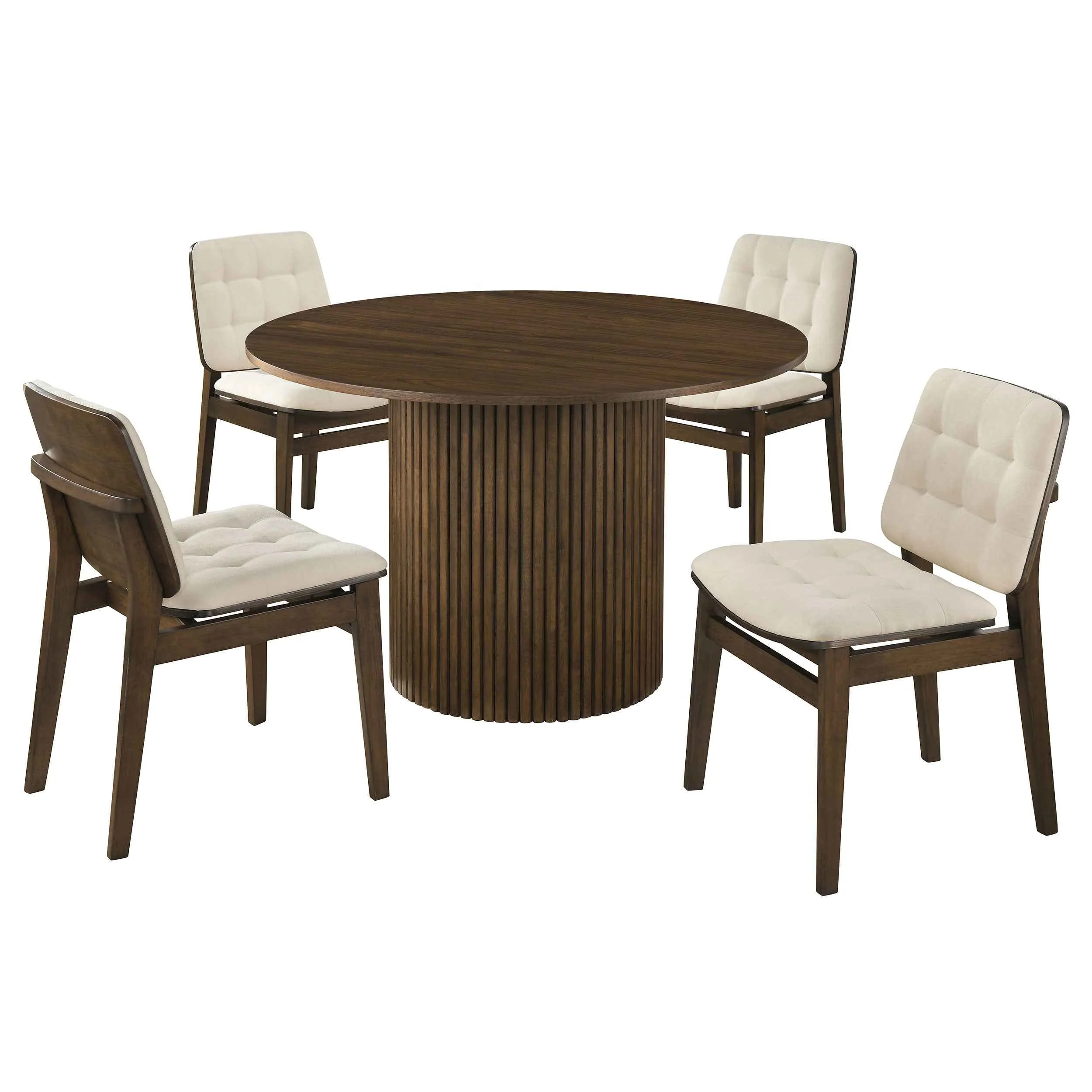 Hamlyn Cream/Walnut 5-piece Round Wood Dining Set