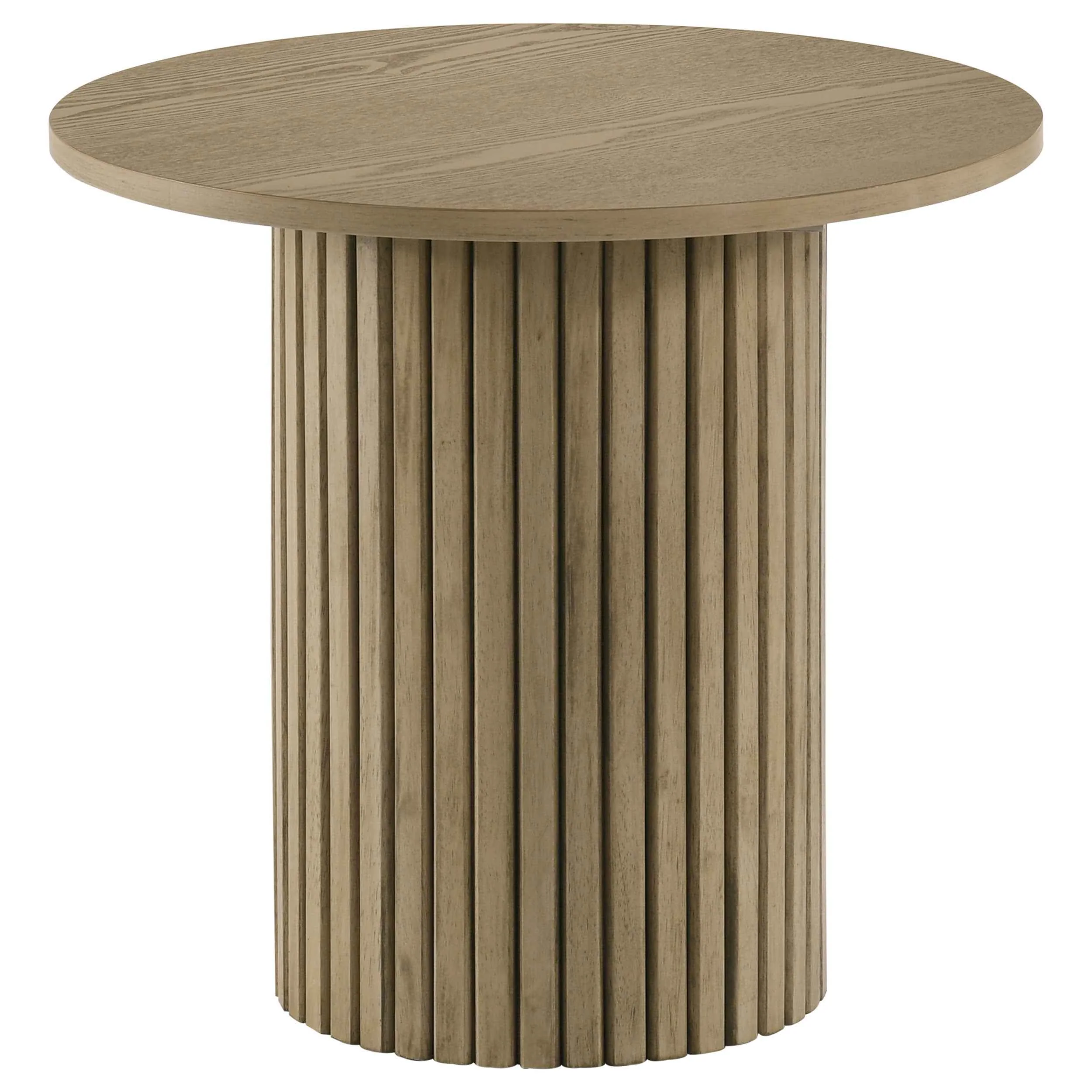 Hamlyn Natural Oak 3-piece Round Fluted Coffee and End Table Set - Image 3