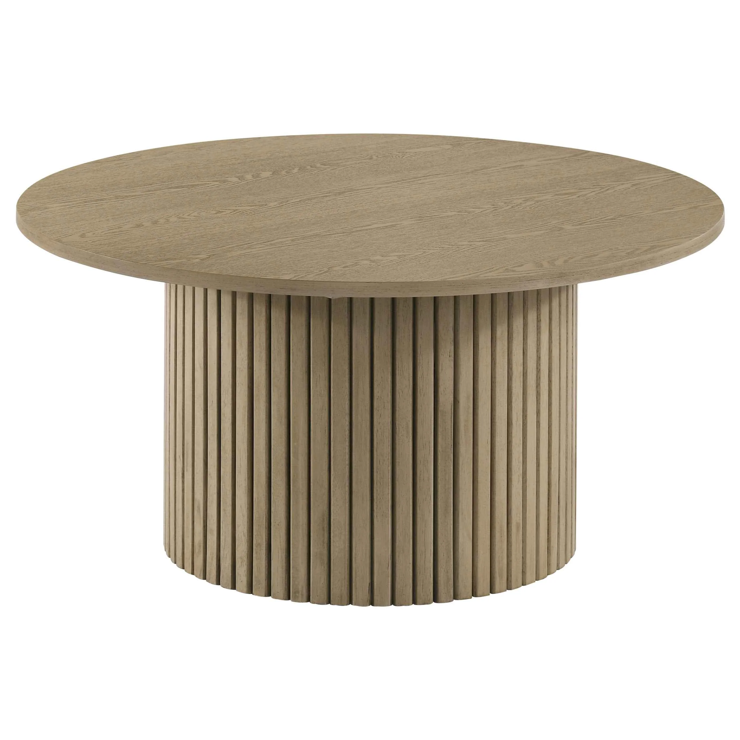 Hamlyn Natural Oak 3-piece Round Fluted Coffee and End Table Set - Image 5