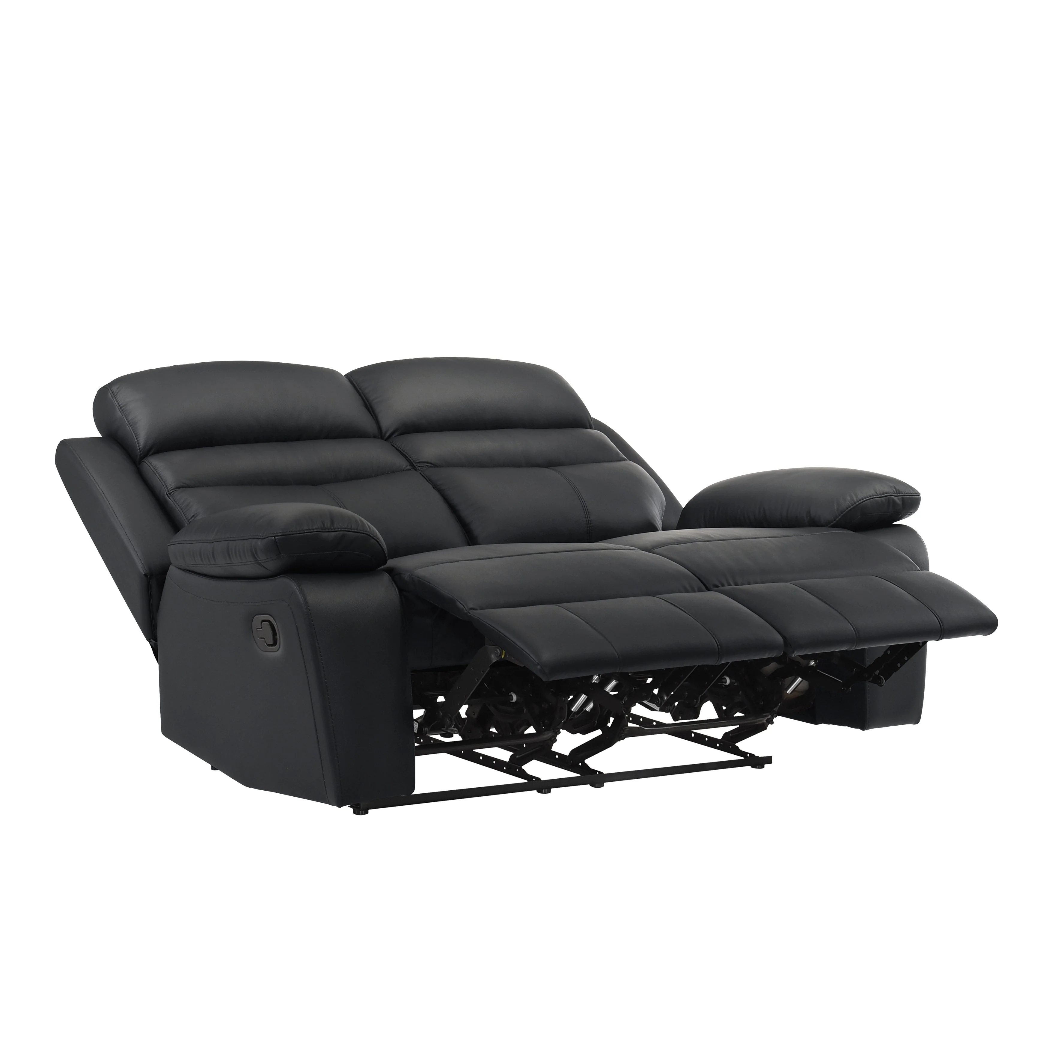 Hancock Black Leather Double Reclining Loveseat - Image 5