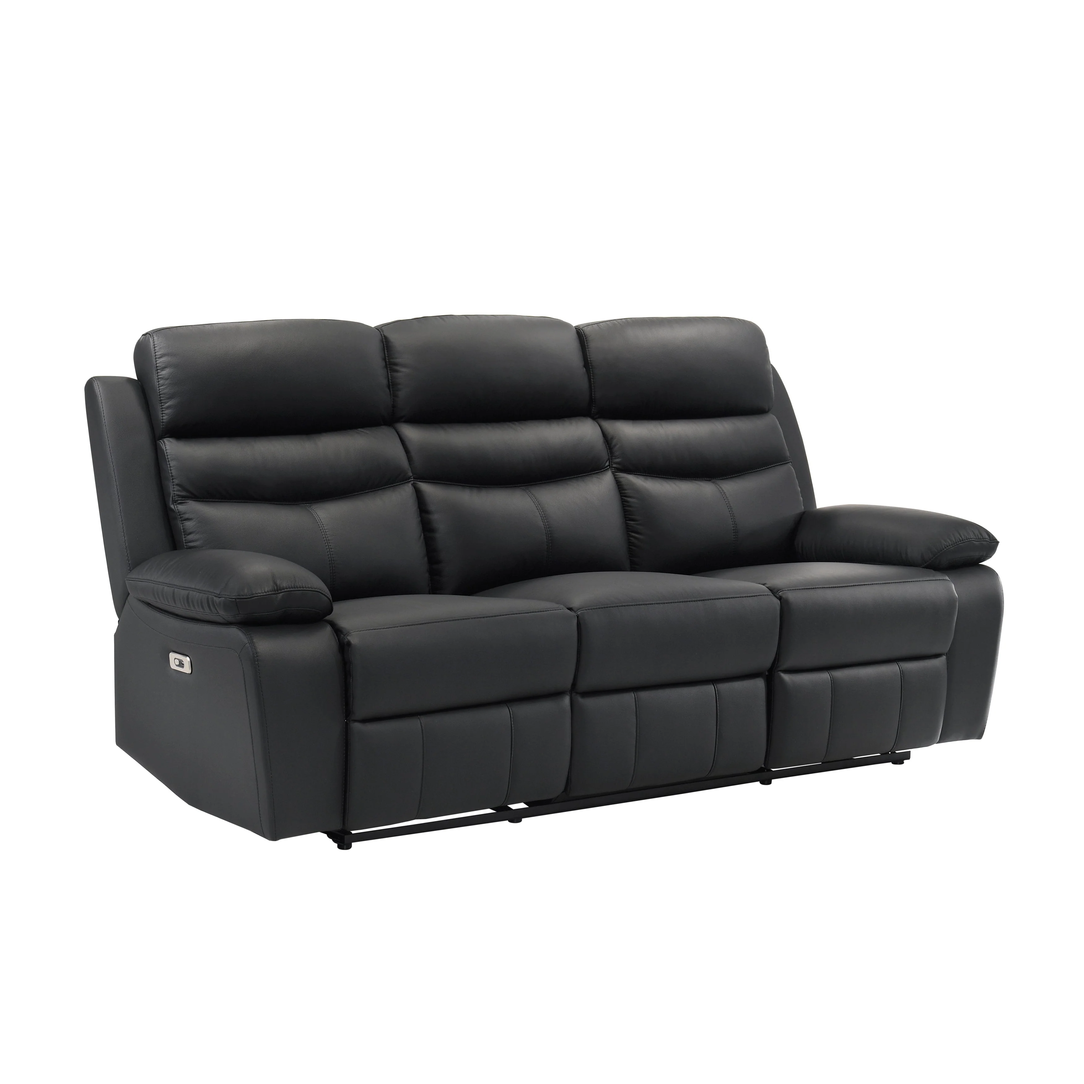 Hancock Black Leather Power Double Reclining Sofa - Image 3