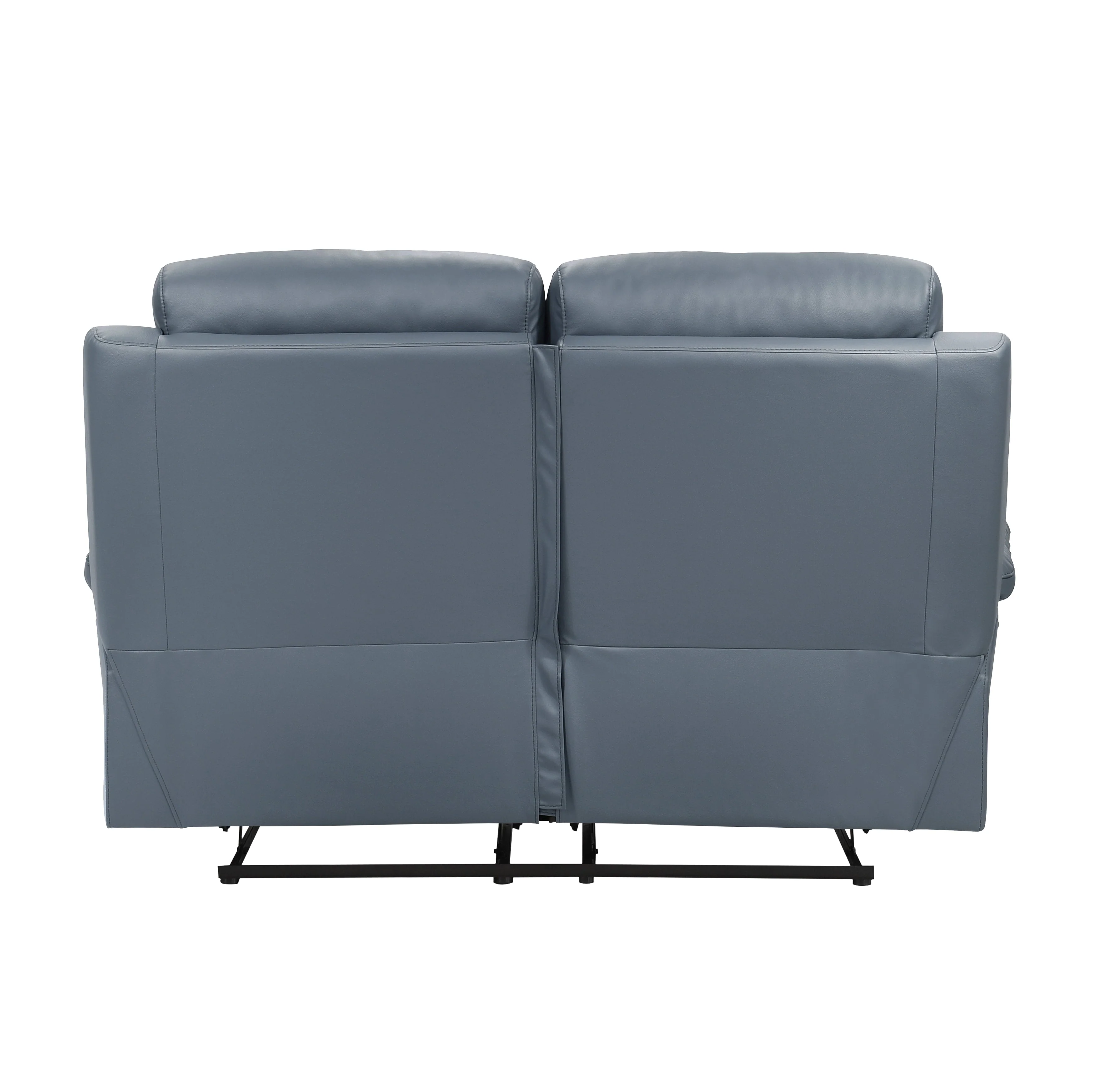 Hancock Blue Leather Double Reclining Loveseat - Image 4